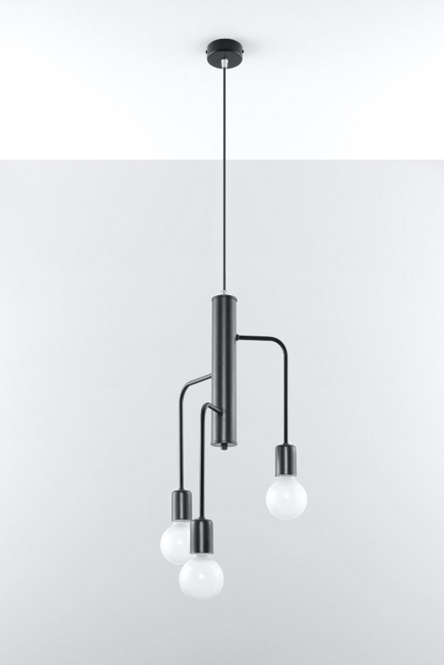 Pendelleuchte Schwarz Metall Retro 3-flammig E27 NERVIA