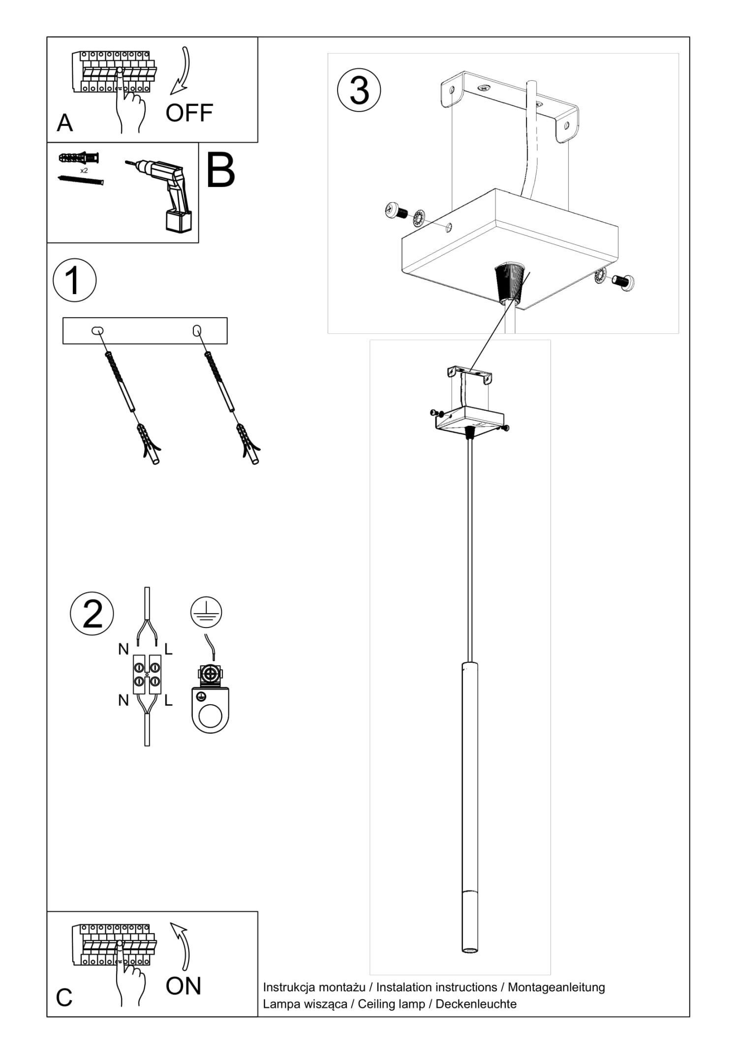 Hängelampe Schwarz Kupfer Ø 2,5 cm schmal Zylinder G9