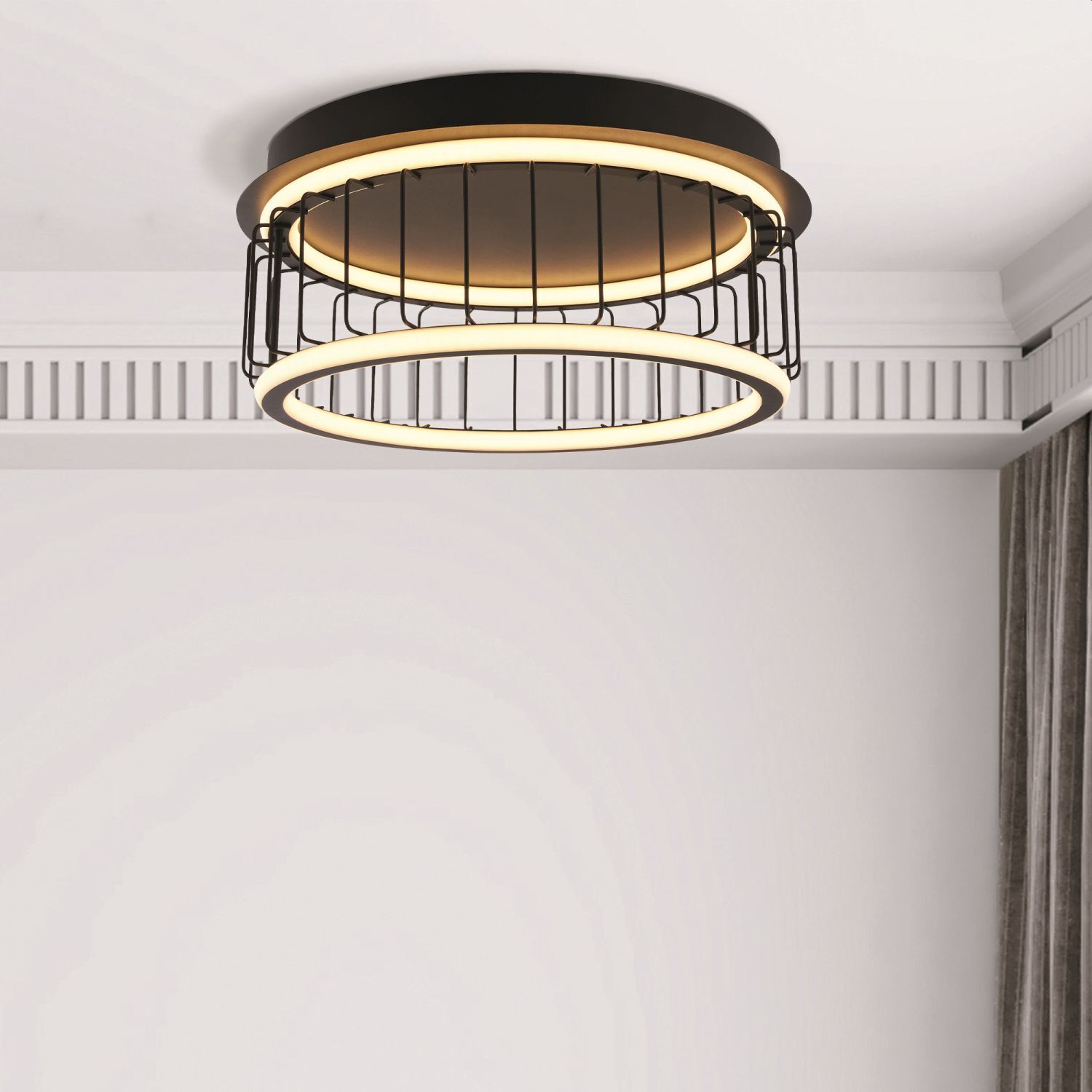 Deckenlampe LED rund Schwarz Weiß 3000 K 1074 lm D: 40 cm