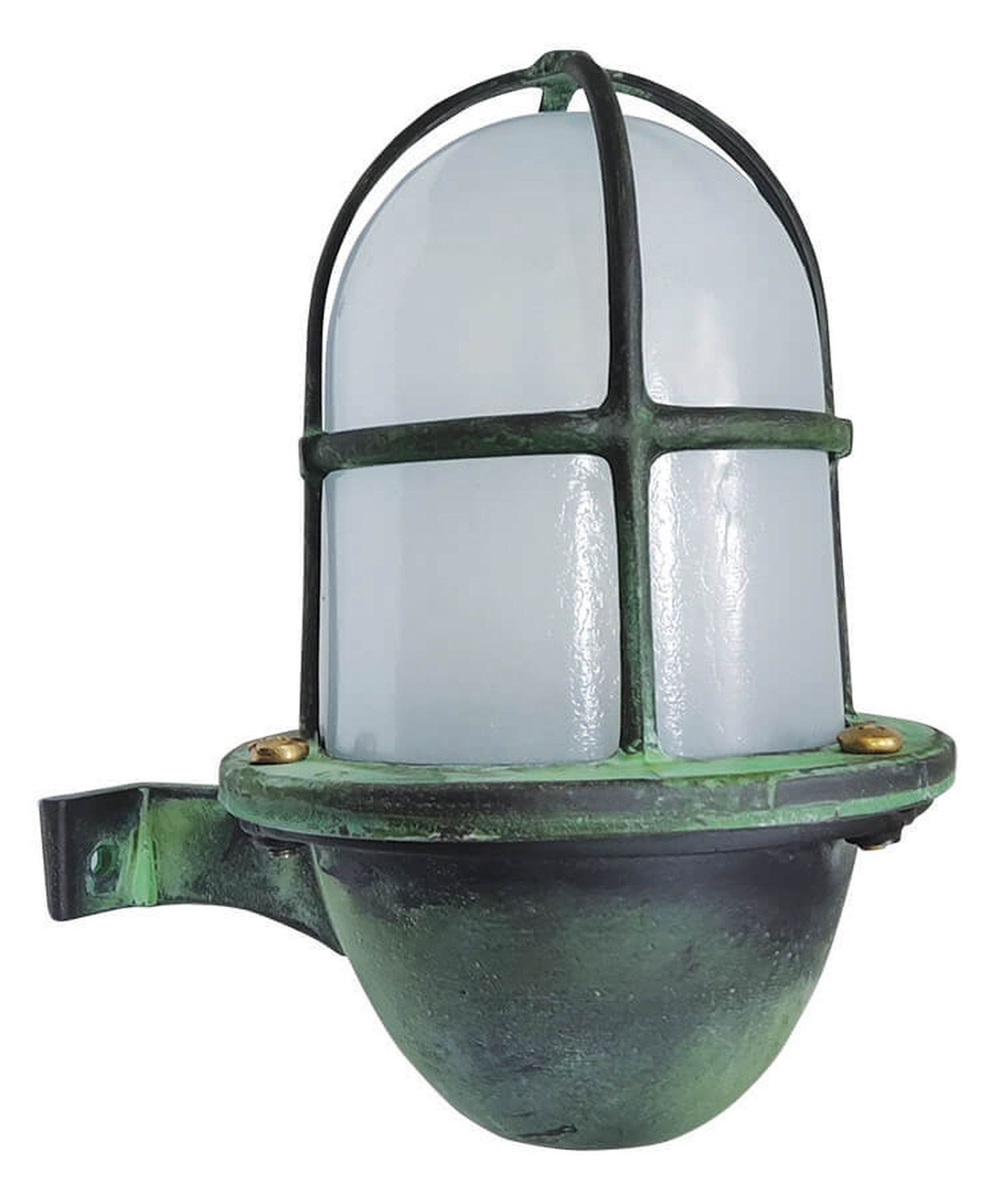 Außenleuchte Wand Messing Glas H: 18 cm IP64 E27 Grün Antik