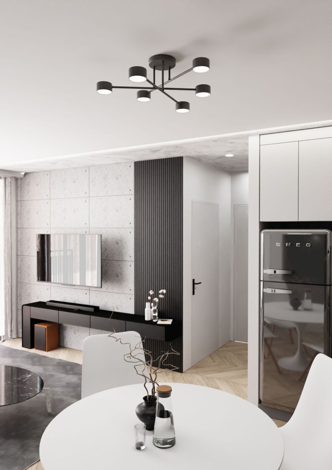 kitchen, living room, decor, furniture, light fixture