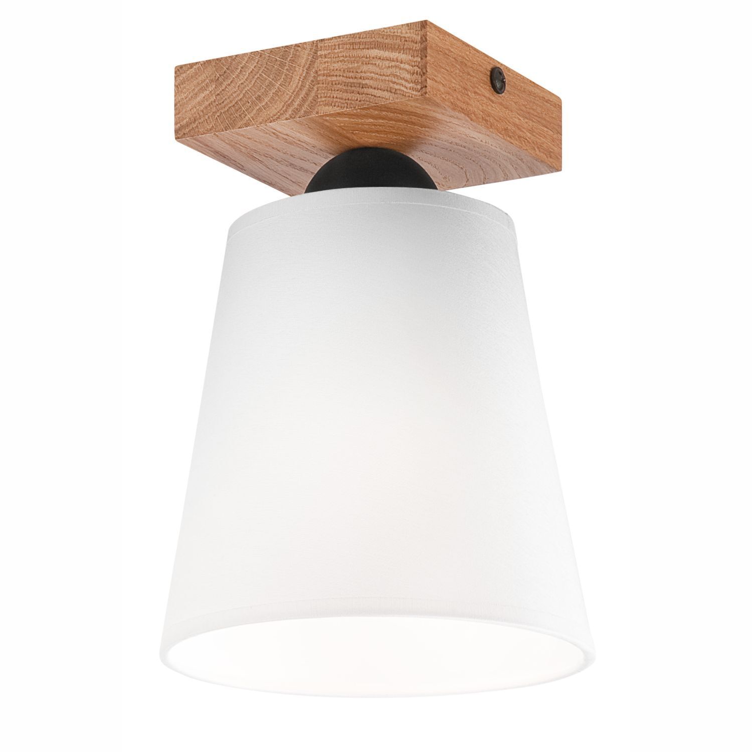 Deckenlampe Weiß Ø 15 cm H: 21 cm klein Stoff Holz Modern Lampe, Leuchte
