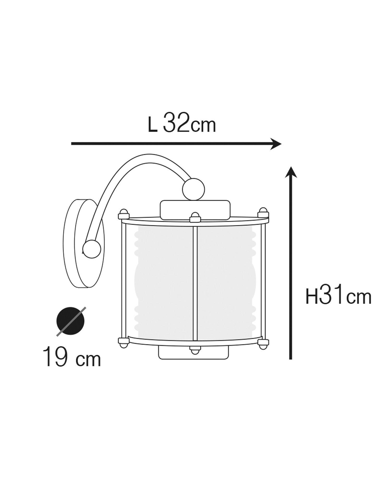 Wandlampe außen Messing massiv Glas H: 31 cm IP53 E27