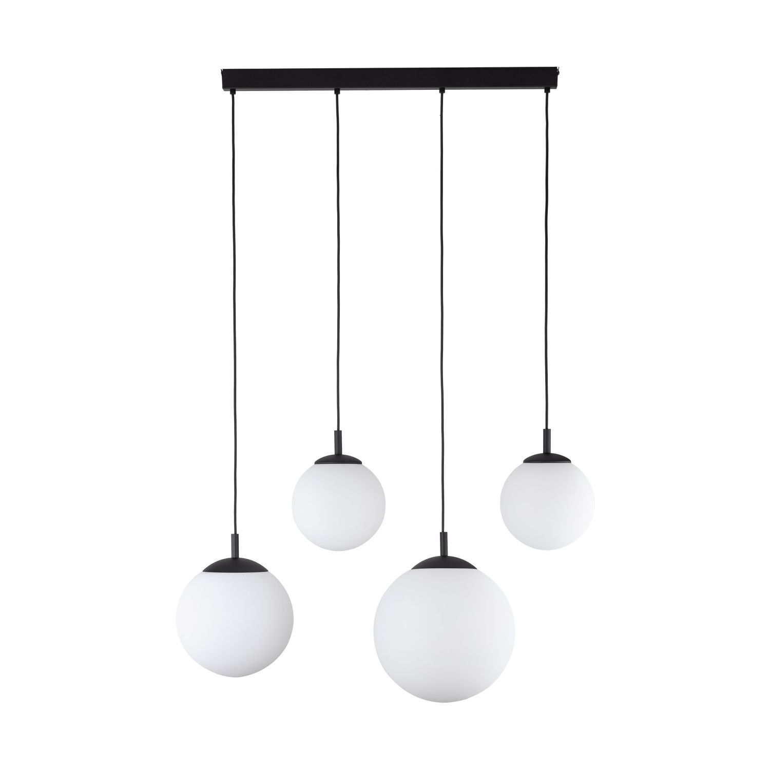 Pendelleuchte Glas Metall L: 87cm Schwarz Weiß E27 4-flammig
