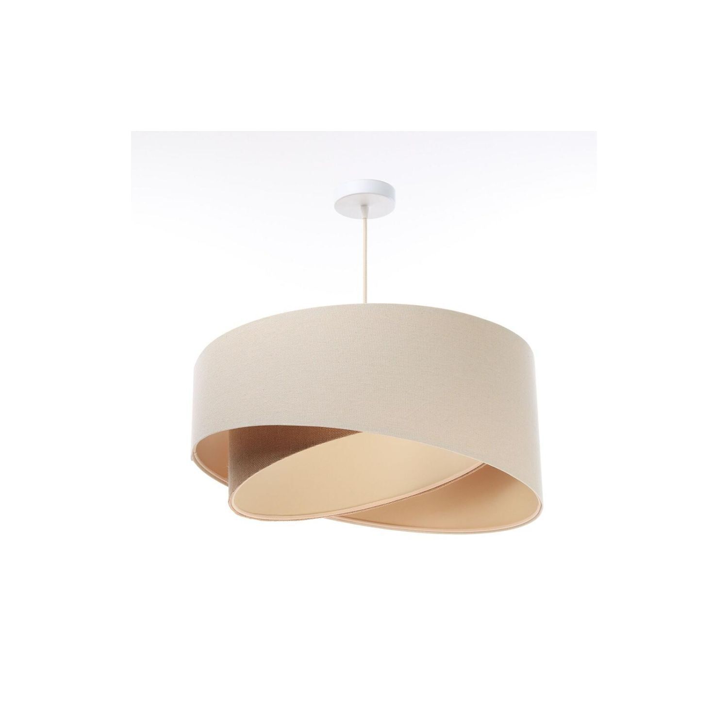 Hängelampe Leinen E27 rund Ø 50 cm Creme Beige wohnlich