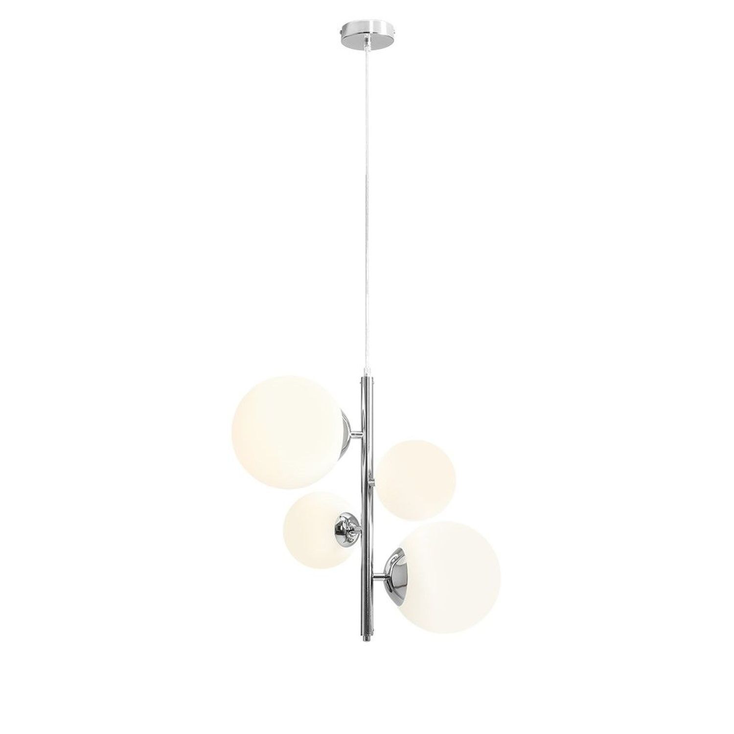 Stilvolle Pendelleuchte Metall Glas in Chrom Weiß