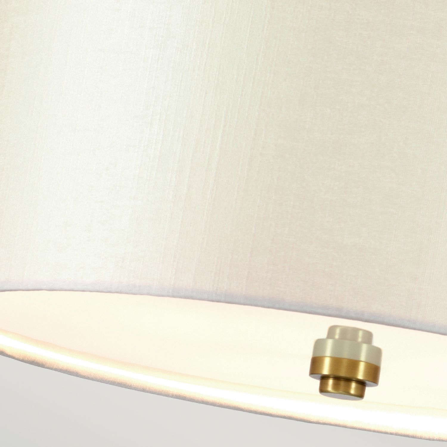 Deckenleuchte rund 46 cm Stoff in Creme Messing Lampe