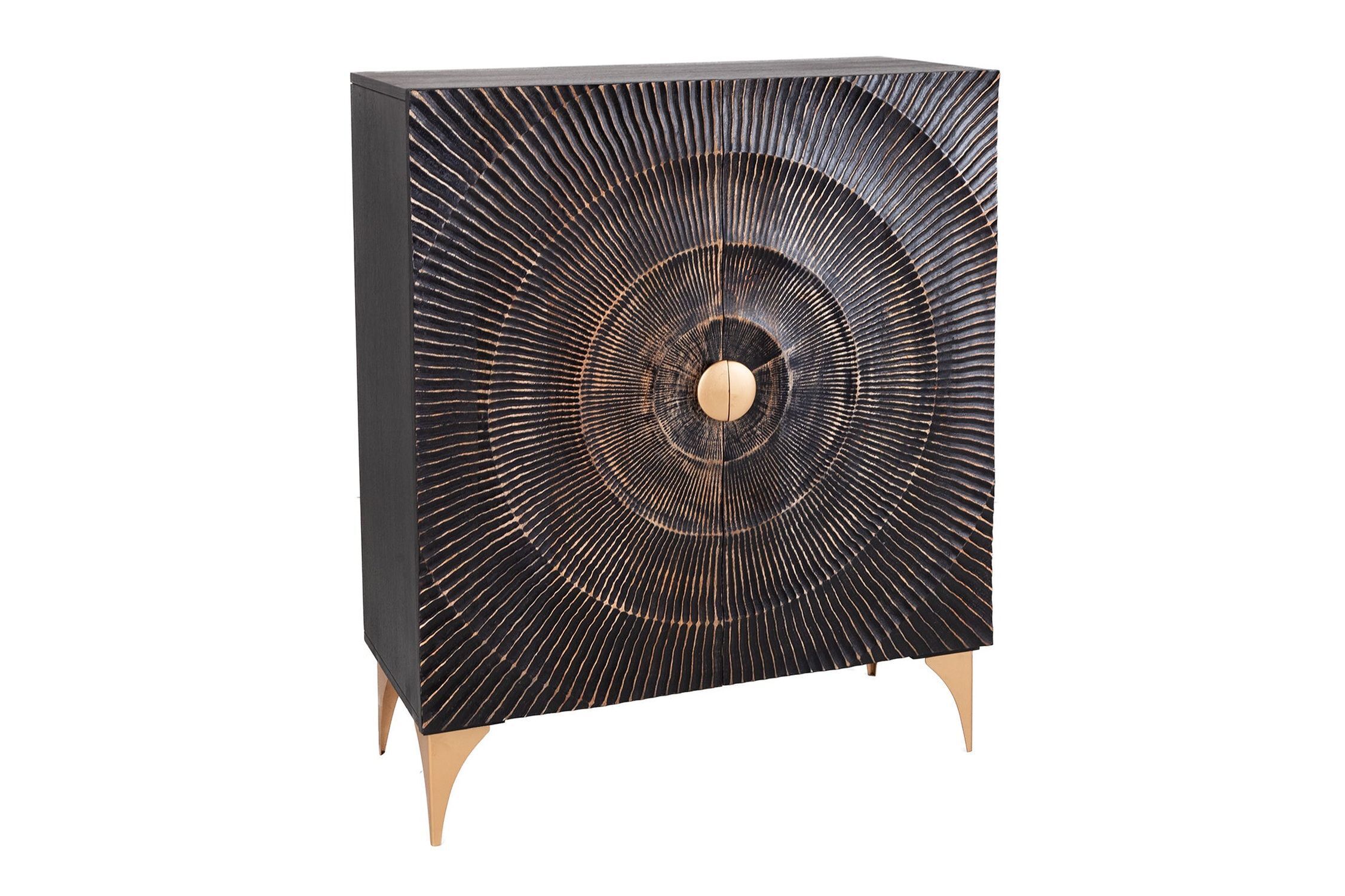 Dekoratives Highboard Schwarz Gold H: 120 cm Handarbeit