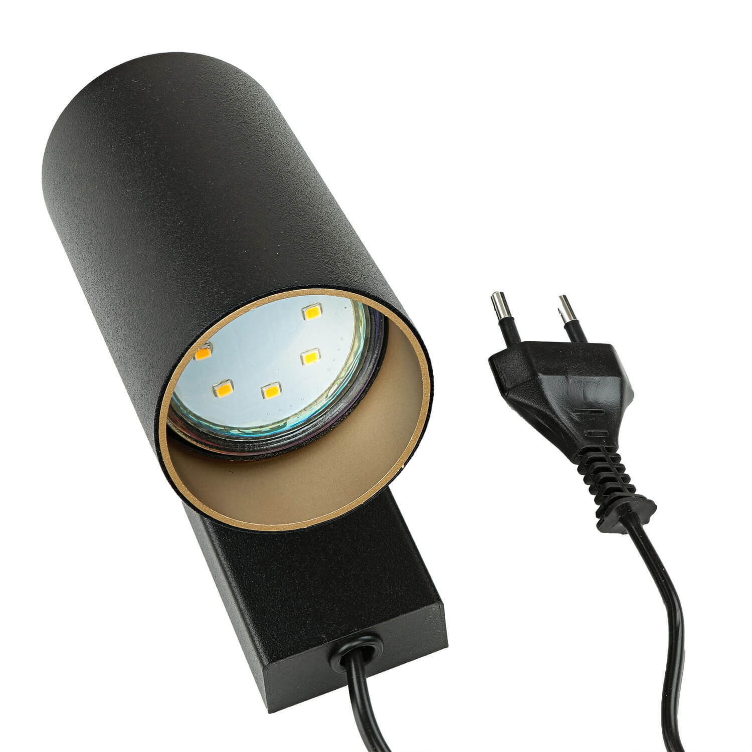 Wandspot mit Schalter Kabel Schwarz Gold GU10