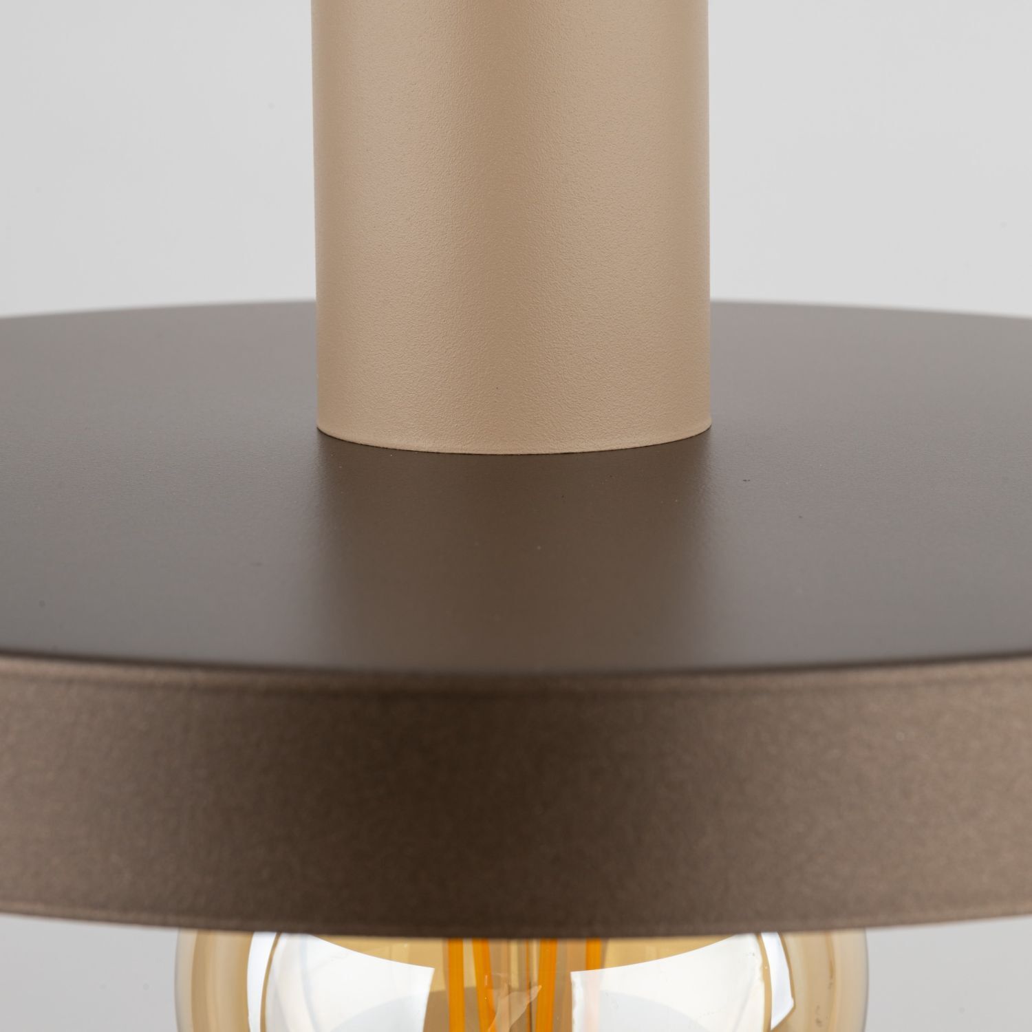 Pendelleuchte E27 Ø30 cm rund Sandgrau Braun Vintage Moebel, Tabelle, Kaffeetisch, Lampe, Tischplatte