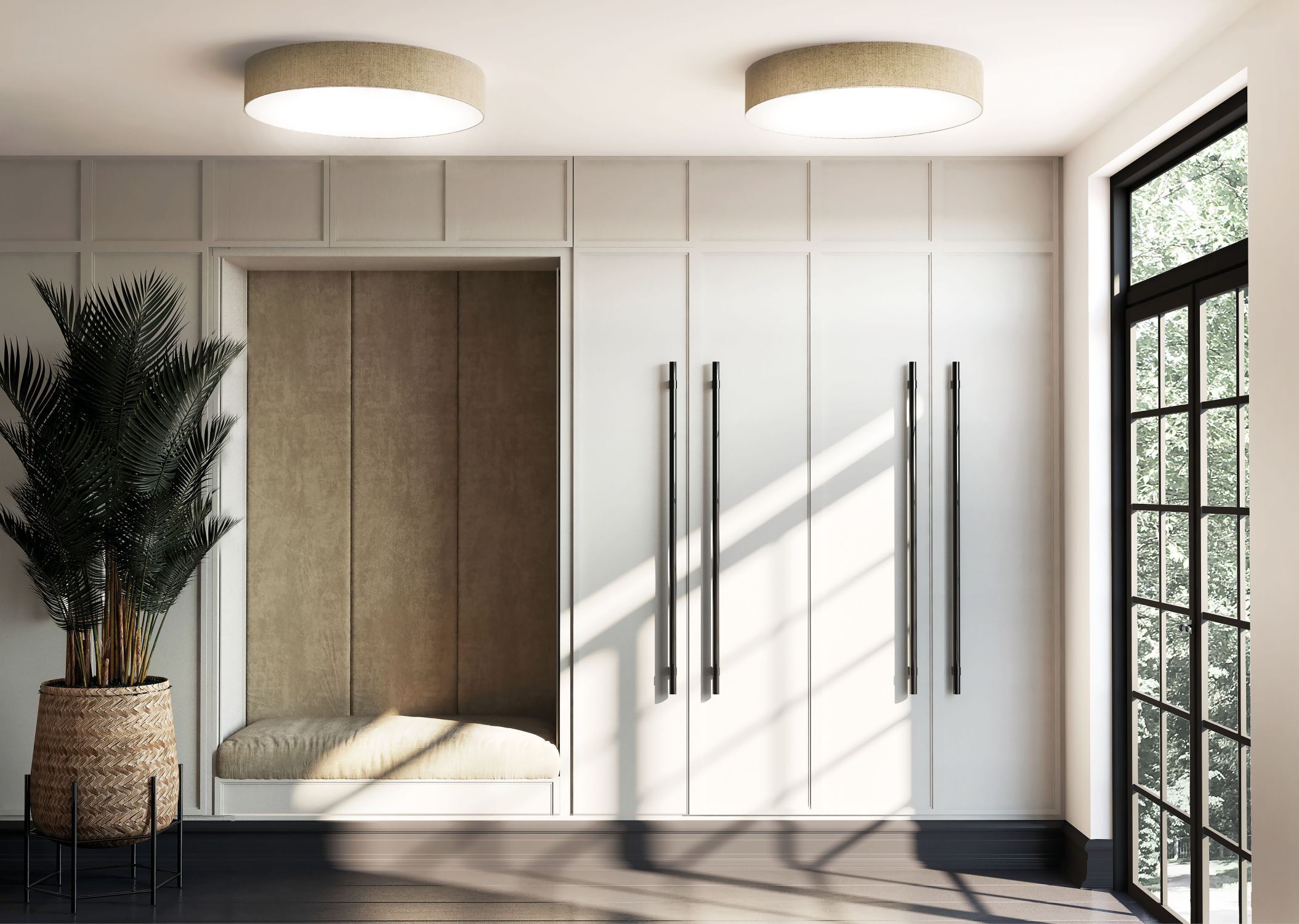 Deckenleuchte Gold Papier 7-flmg SELINA Flur Lampe Kleiderschrank, Schrankfront, Griffleisten, Innenbank, Fensterfront