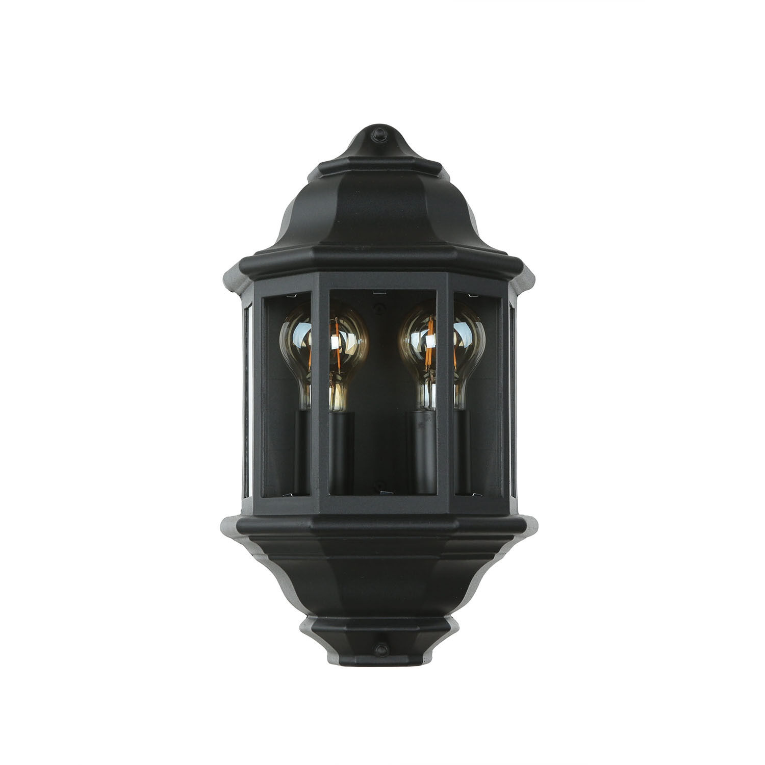 Wandleuchte Außen IP44 Glas Alu H: 43 cm 2x E27 Schwarz Lampe, Leuchte