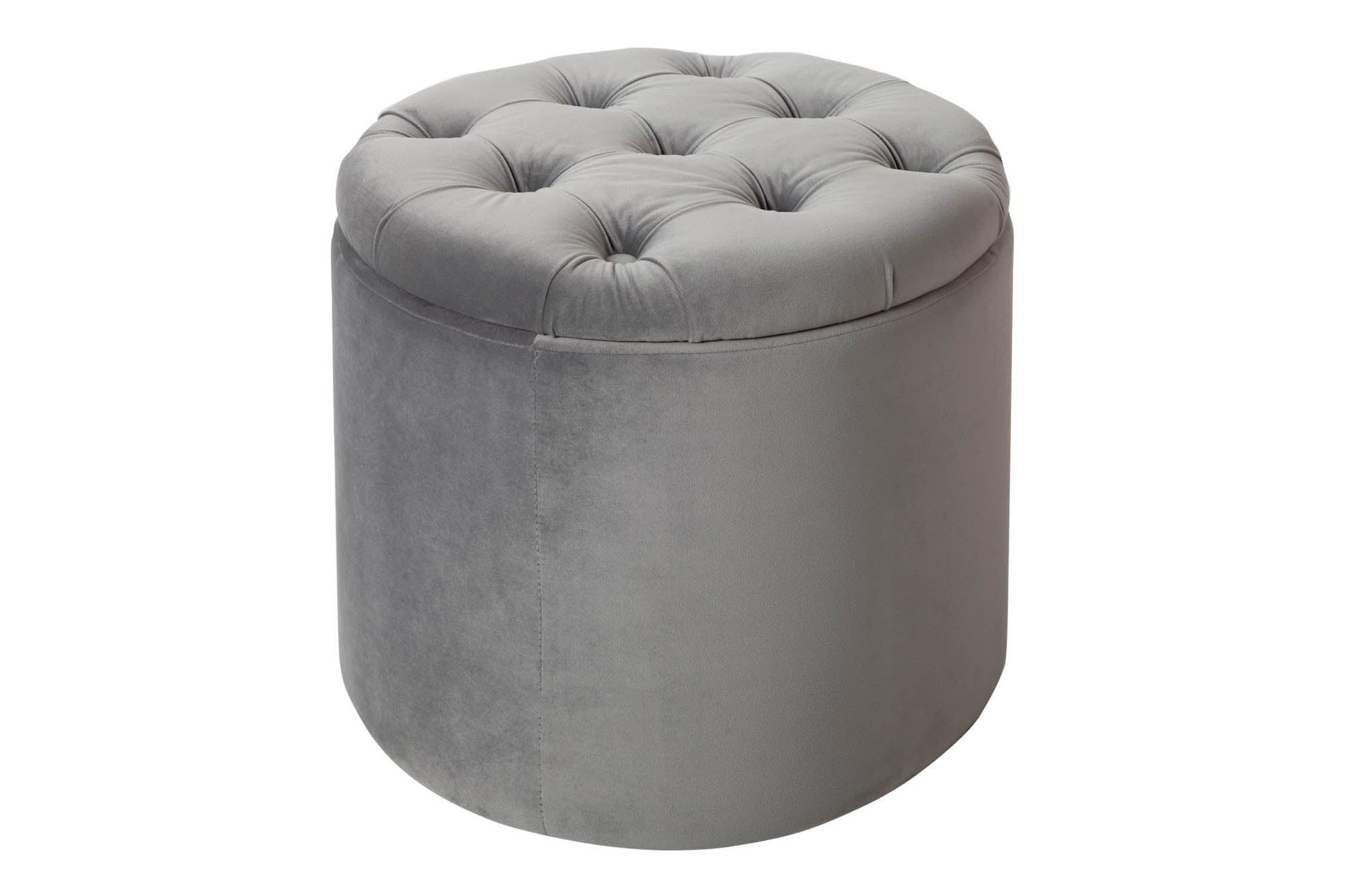 Grauer Sitzhocker mit Stauraum Samt Metall Ø 50 cm