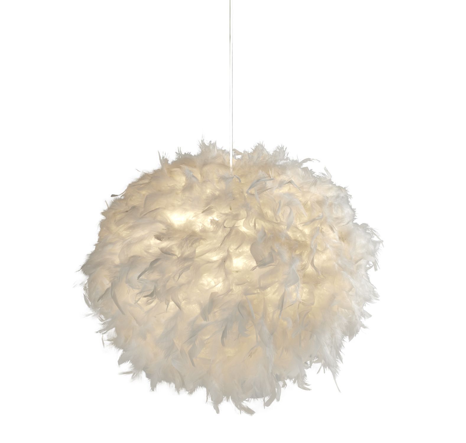 Auffällige Pendelleuchte Federn 50 cm rund E27 in Weiß Leuchter, Lampe