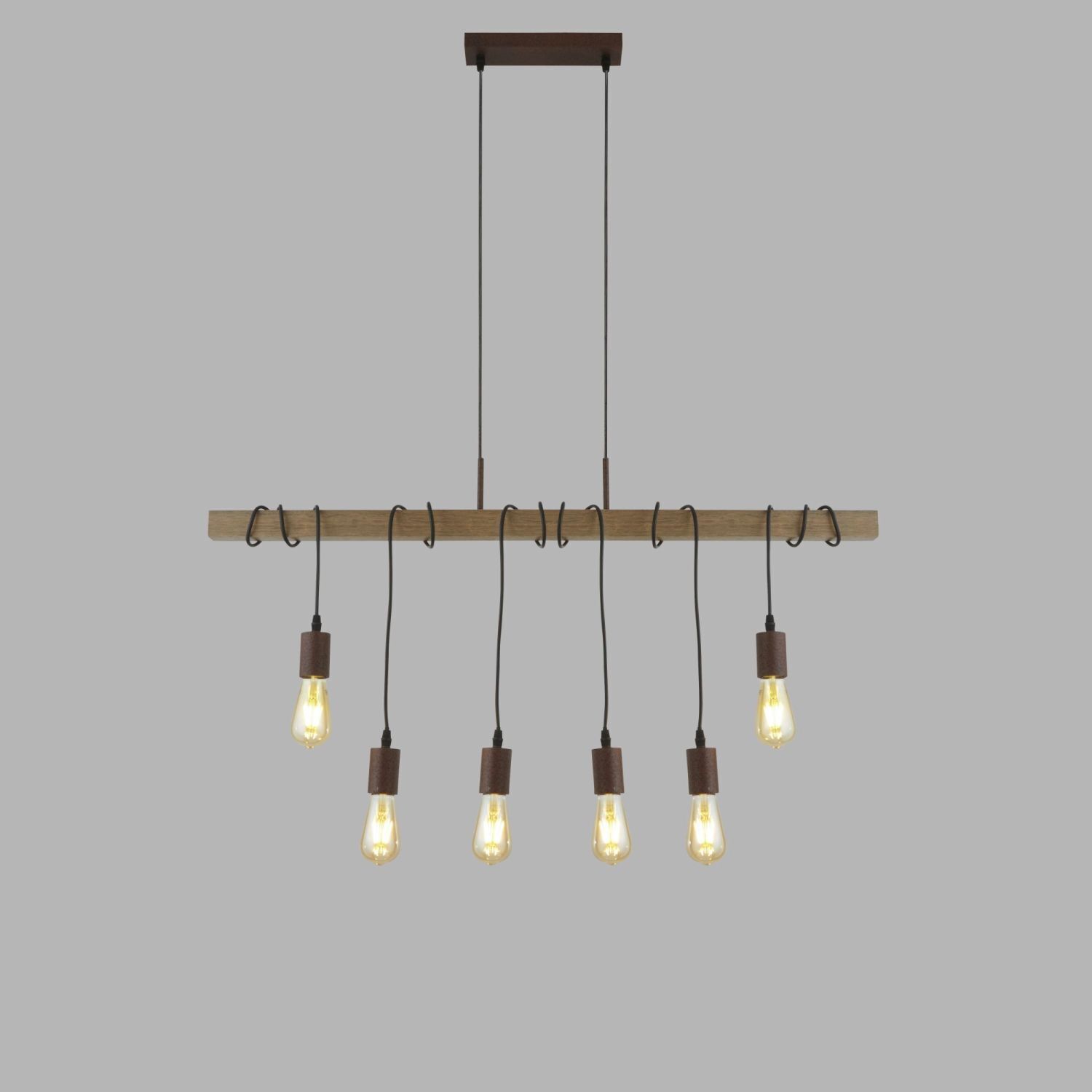 Hängelampe Holz Balken B: 100 cm für 6x E27 Modern