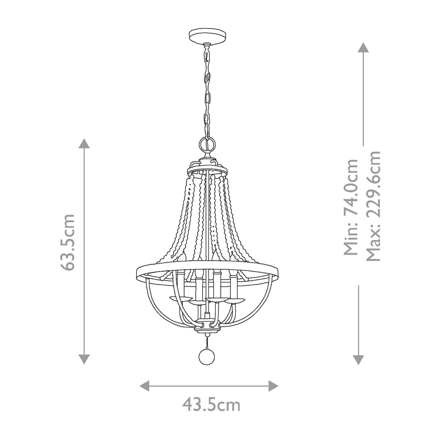 Kronleuchter Metall Holz H: max. 229,6 cm 4-flammig Rustikal Chandelier, Deckenleuchte, Pendelleuchte, Metallrahmen, Kandelaber-Stil