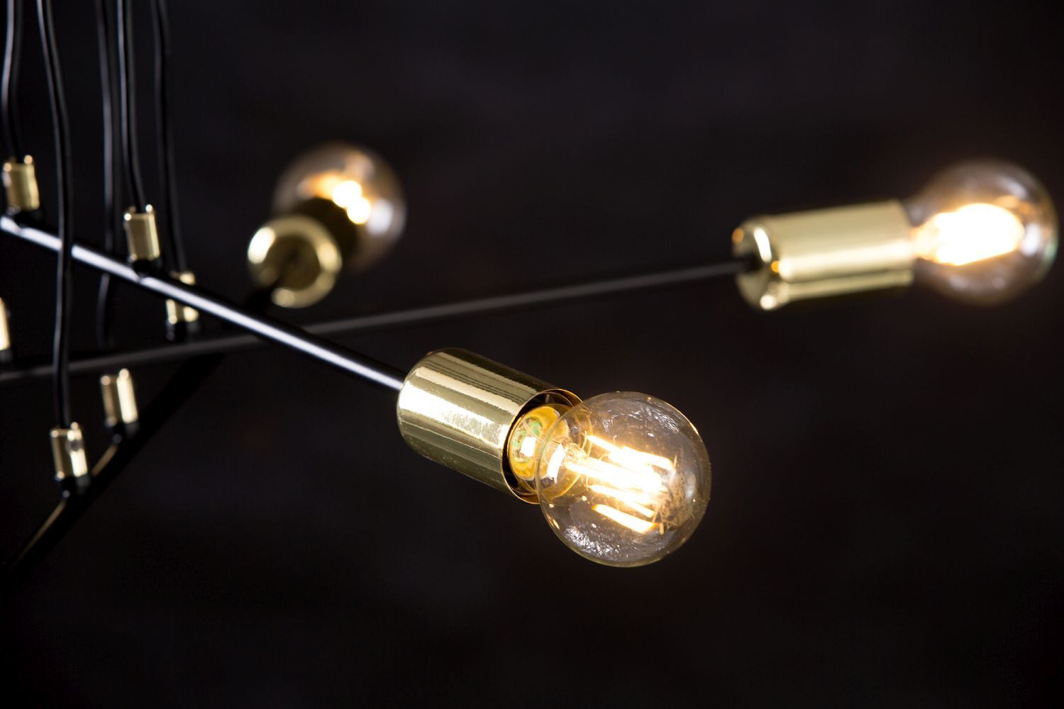 Hängeleuchte Schwarz Gold verstellbar 4x E27 Esstisch