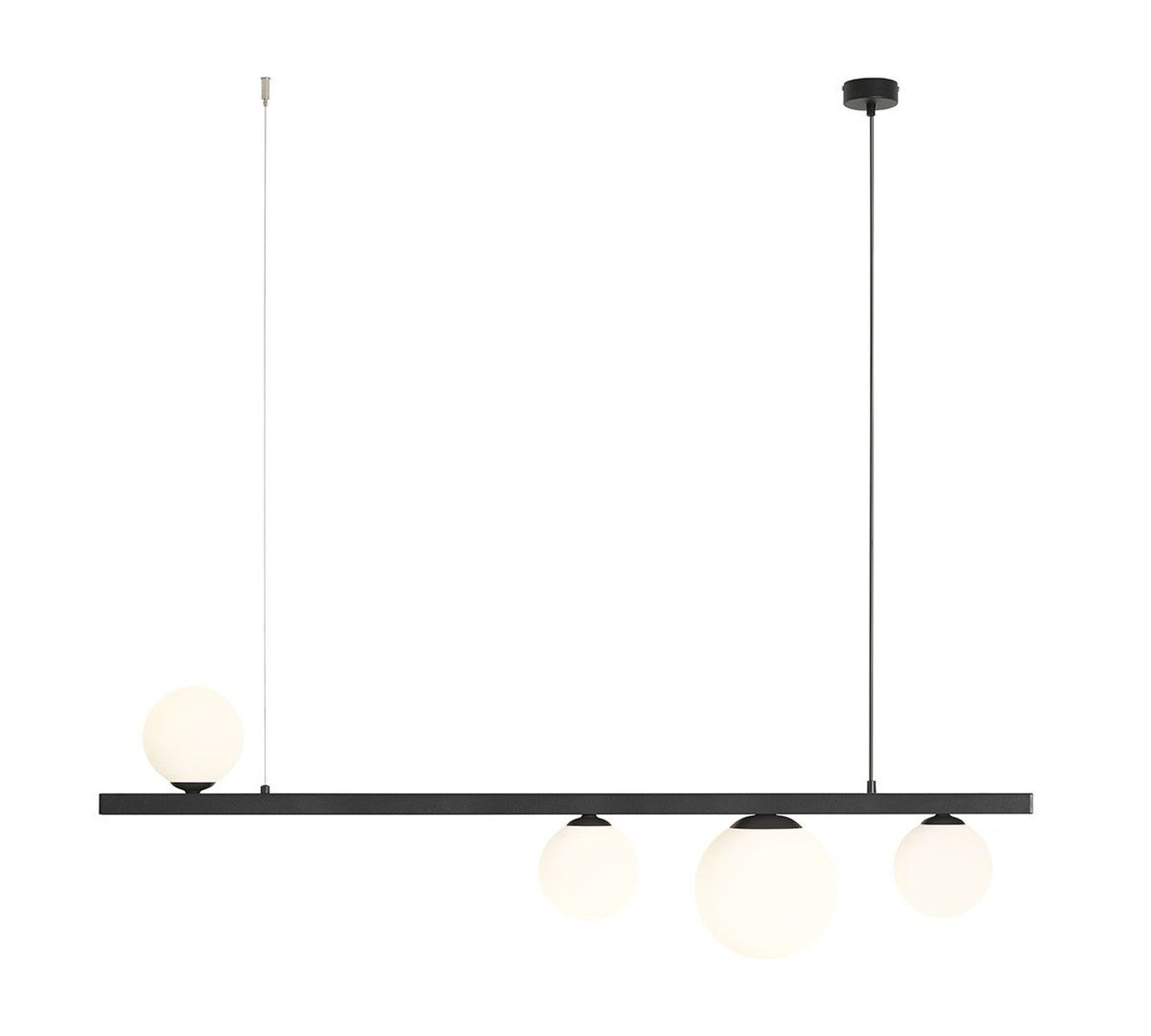 Längliche Pendelleuchte Schwarz Weiß Glas E27 131 cm
