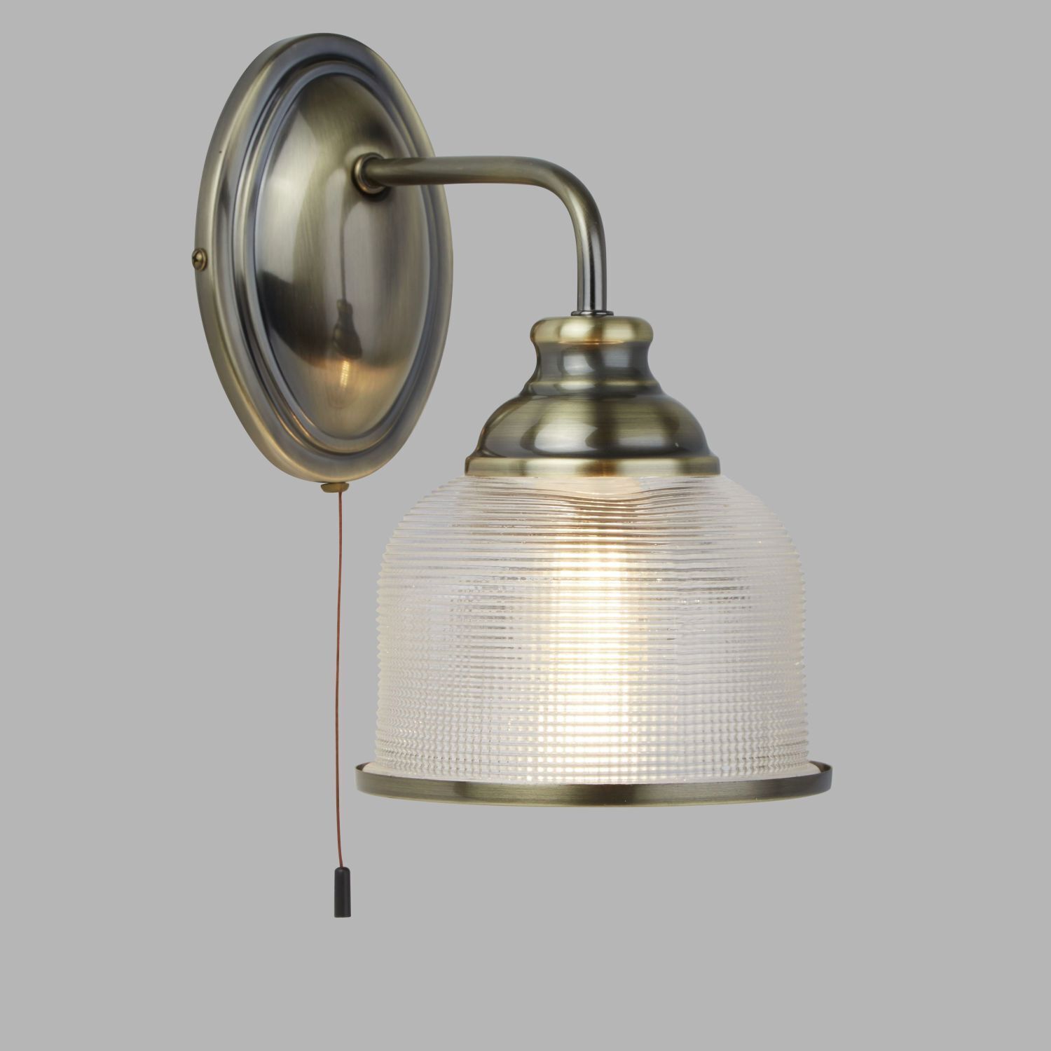 Wandlampe mit Schalter H: 24,5 cm in Messing antik E27