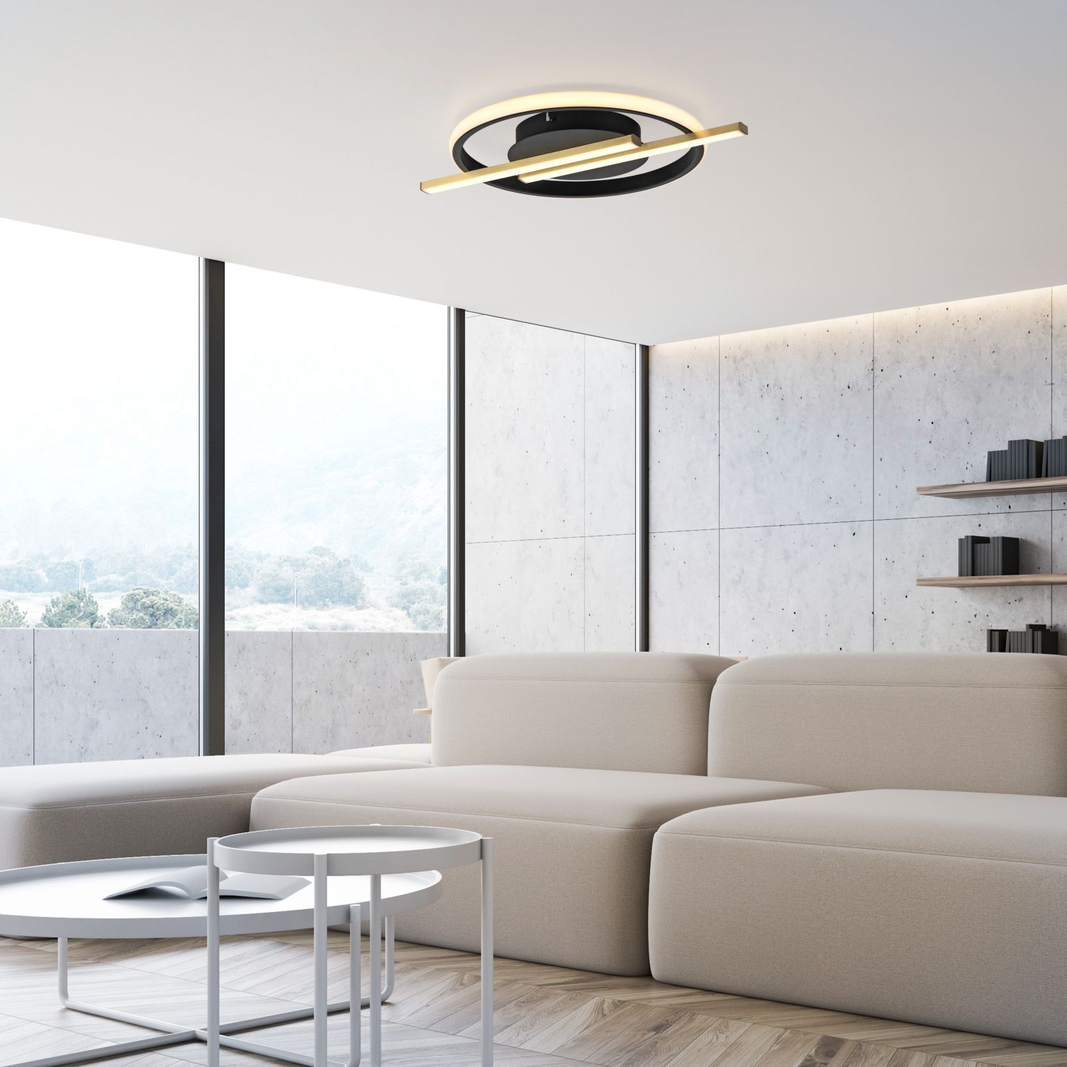 LED Deckenlampe Modern Schwarz Messing 3000 K dimmbar