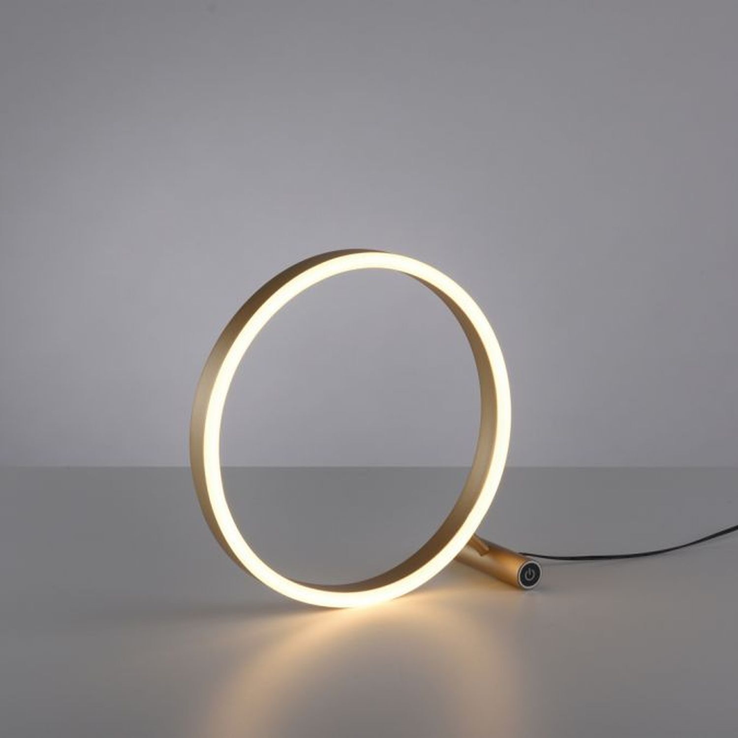 Dimmbare LED Tischlampe Touch 28 cm Ring in Messing Lampe