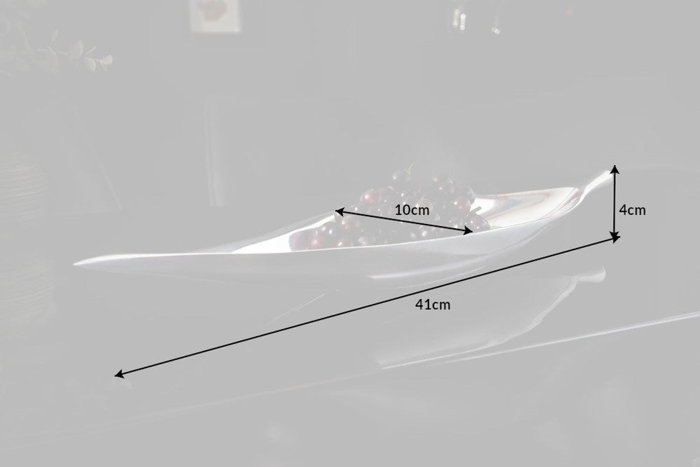 Deko Schale in Silber 40 cm klein aus Metall Handarbeit