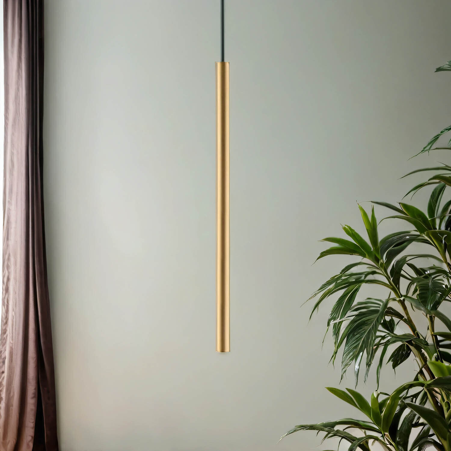 Pendelleuchte Ø 2,5 cm G9 in Gold matt Zylinder schmal Drinnen, Innenarchitektur, Lampe