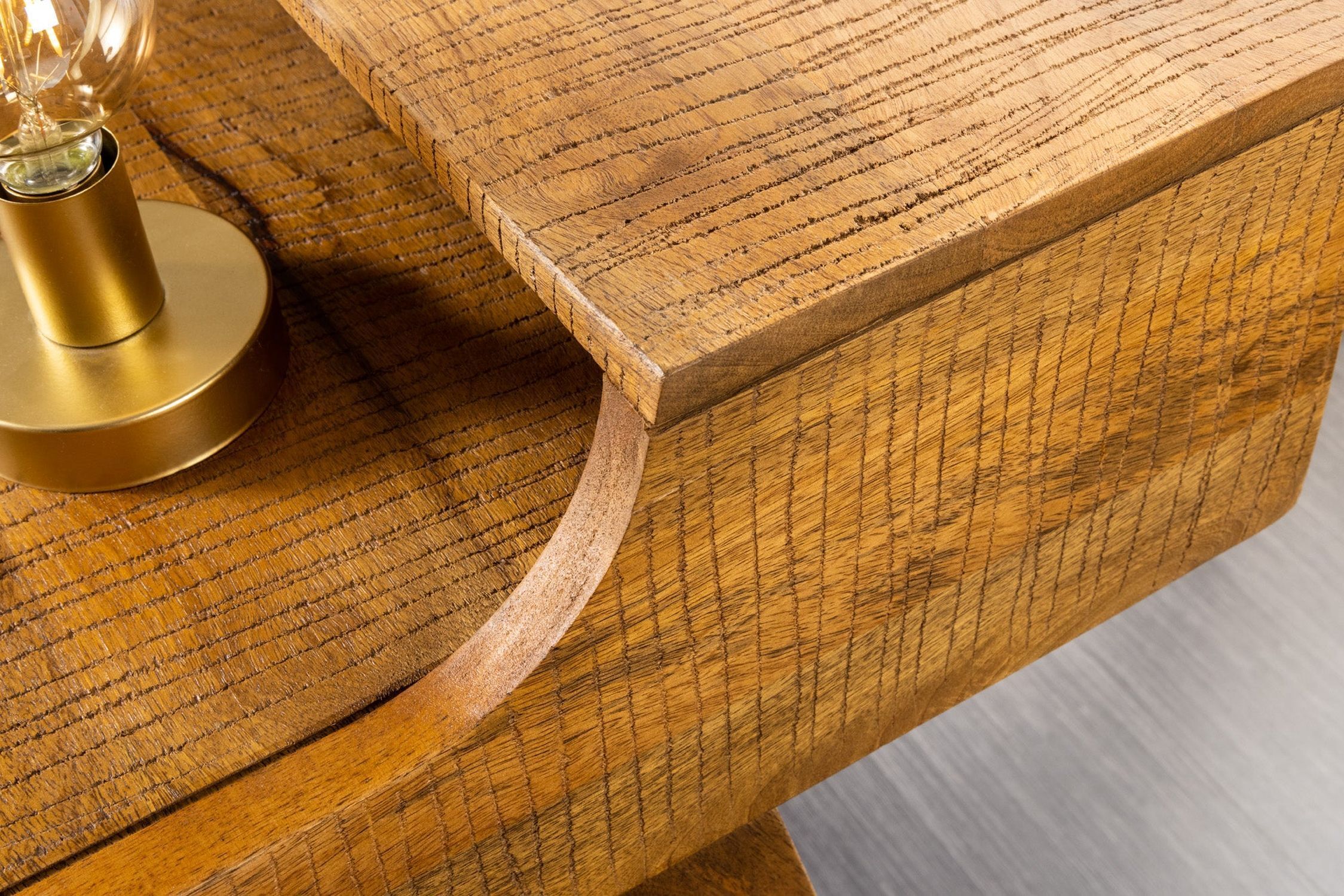 Schreibtisch mit Schublade Mango Holz in Natur 120x86 cm Hartholz, Holz, Innenarchitektur, Gebeiztes Holz, Tabelle