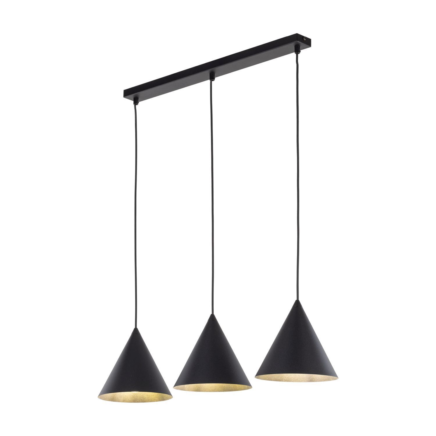 Hängelampe 3-flammig Schwarz L: 75 cm E27 Retro Metall