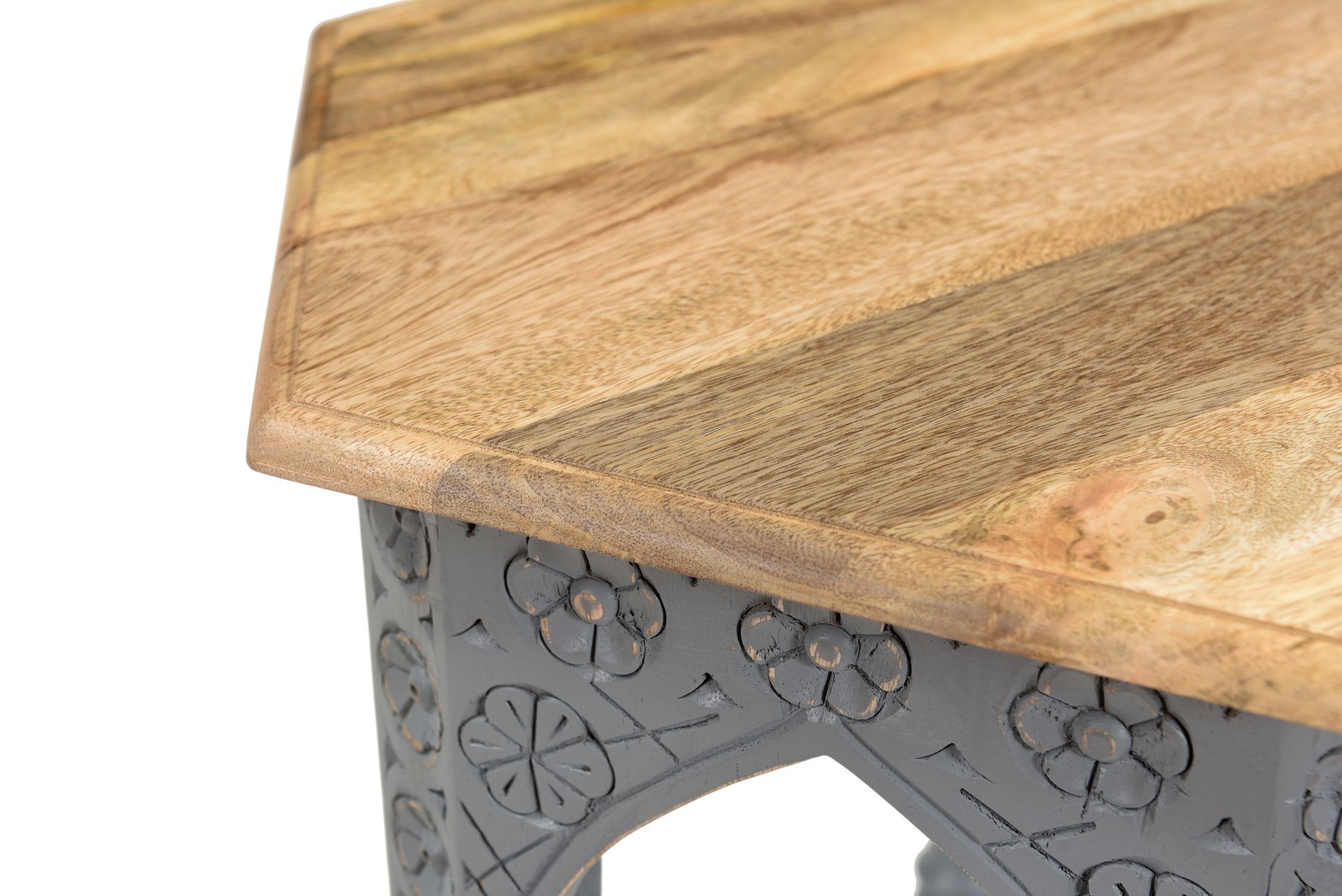 Beistelltisch Mangoholz Orientalisch Shabby Grau B: 45 cm Moebel, Tabelle, Tischplatte, Kaffeetisch, Holz