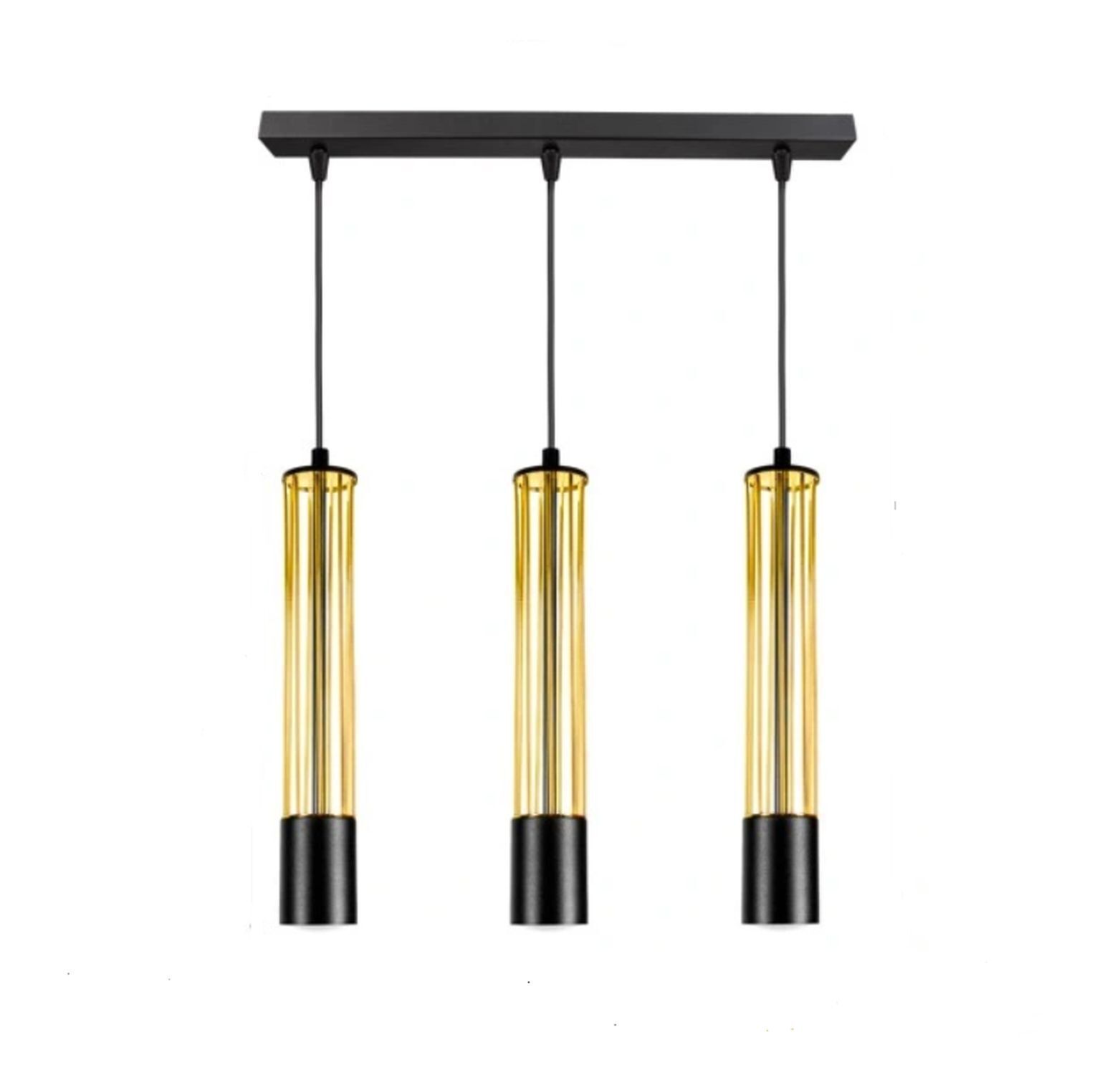 Pendelleuchte Metall GU10 L:55 cm Schwarz Gold 3-flmg