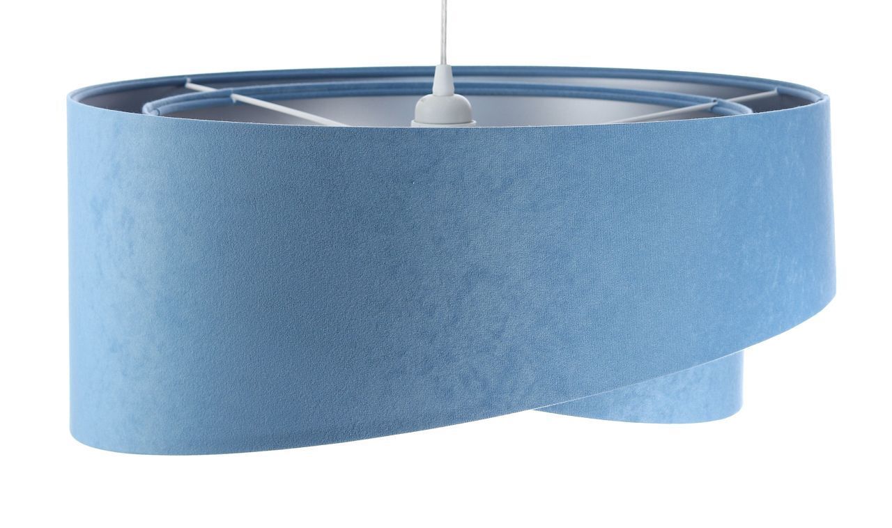 Pendelleuchte Blau Silber E27 rund Ø 50 cm Velours Optik