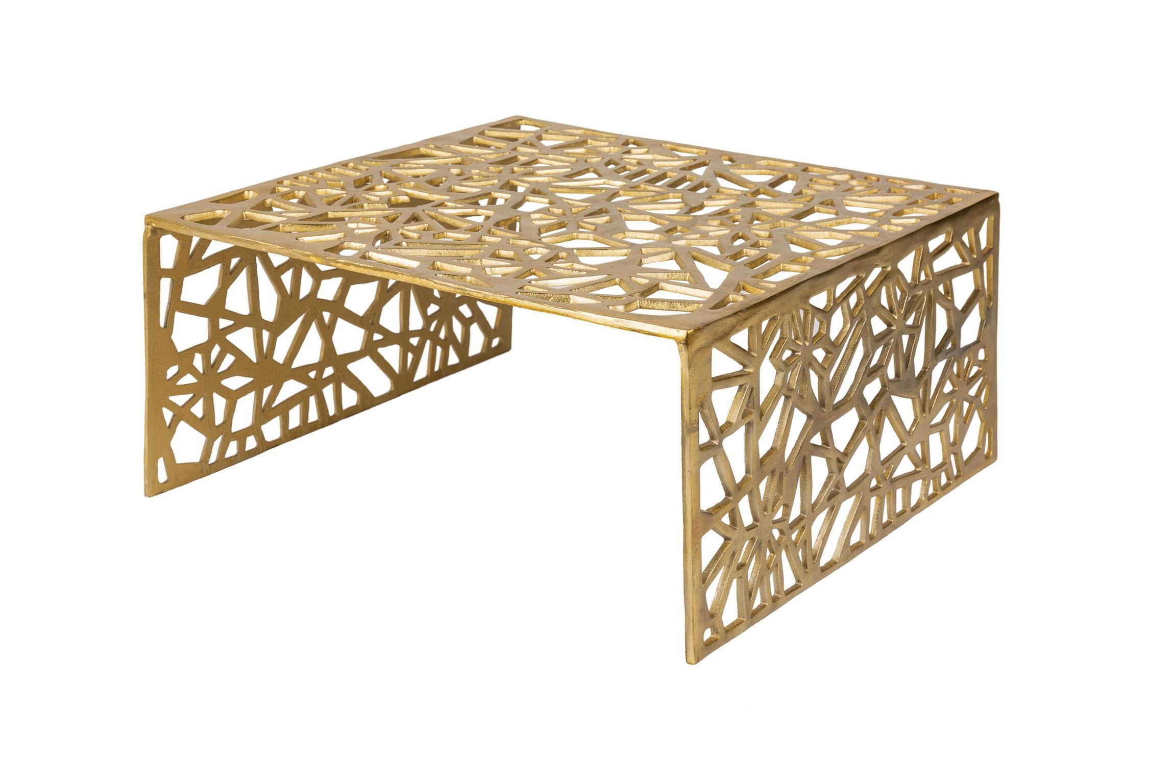 Couchtisch Metall in Gold 60 x 60 cm Handarbeit Kaffeetisch, Mobiliar, Tabelle, Sperrholz, Holz