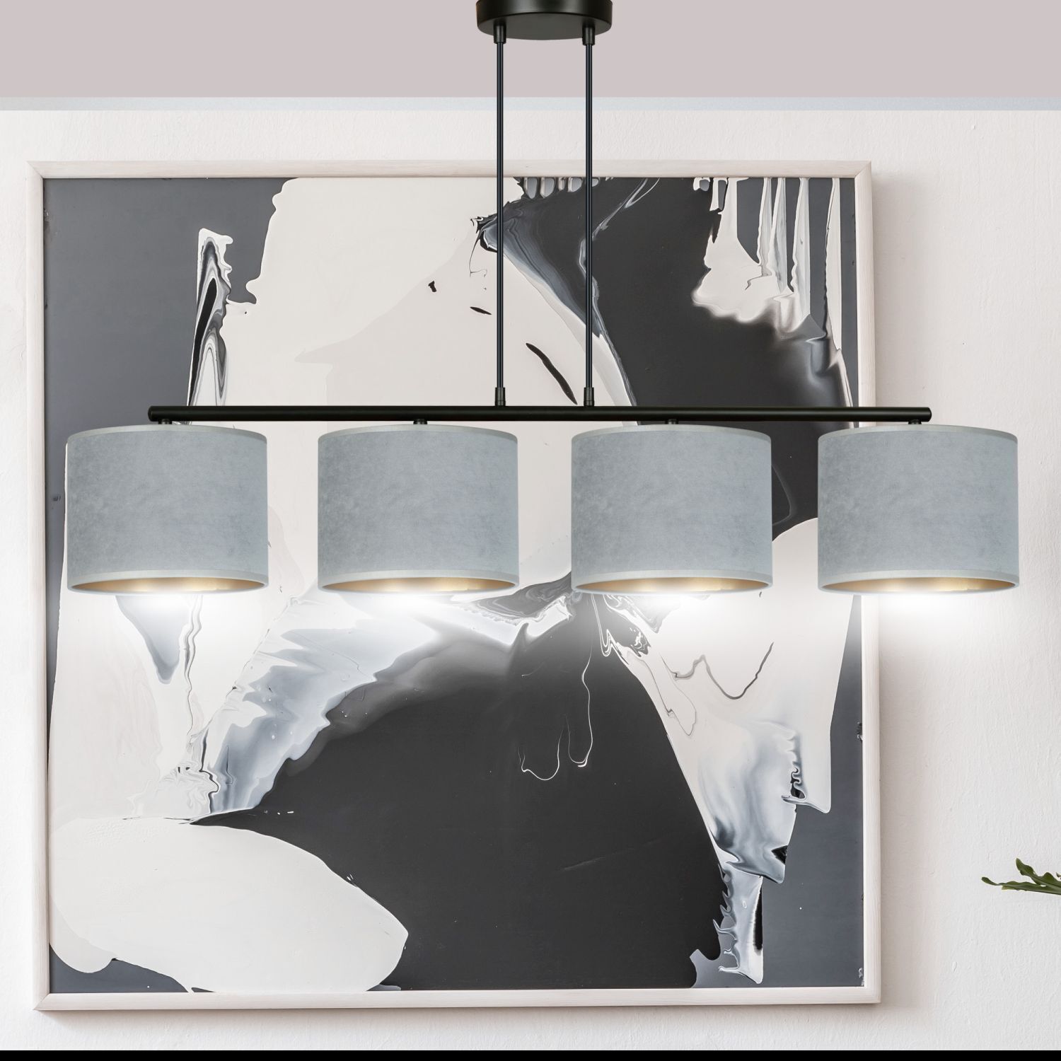 Hängelampe Stoff Metall L: 97 cm H: max. 100 cm verstellbar