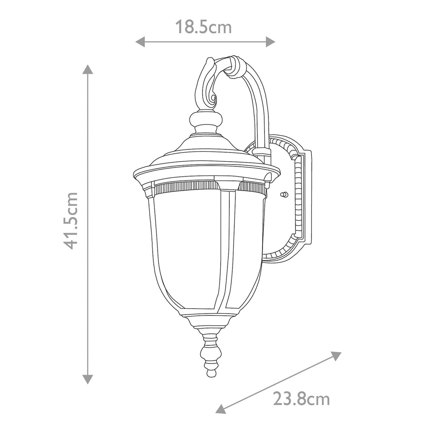Außenwandleuchte in Bronze Glas Alu IP44 41,5 cm hoch Vintage Wandlampe, Außenleuchte, Gehäuse, Kugel-Verzierung, Laternendesign
