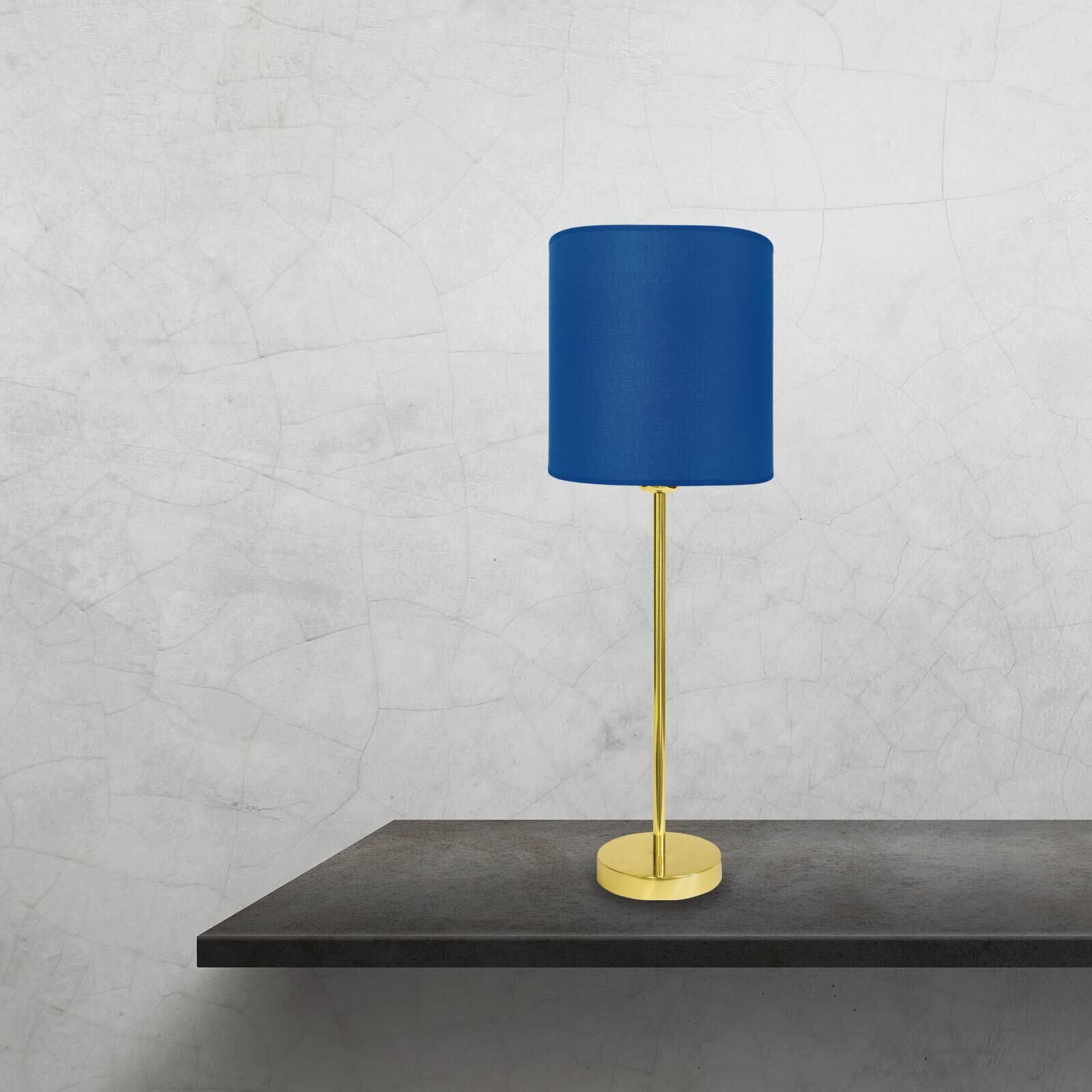 Tischleuchte 58,5 cm Ø 20 cm Stoff Messing Blau