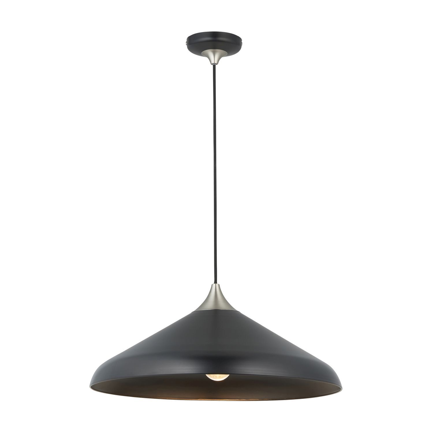 Hängelampe Schwarz Nickel D: 50 Metall E27 Loft SURAT