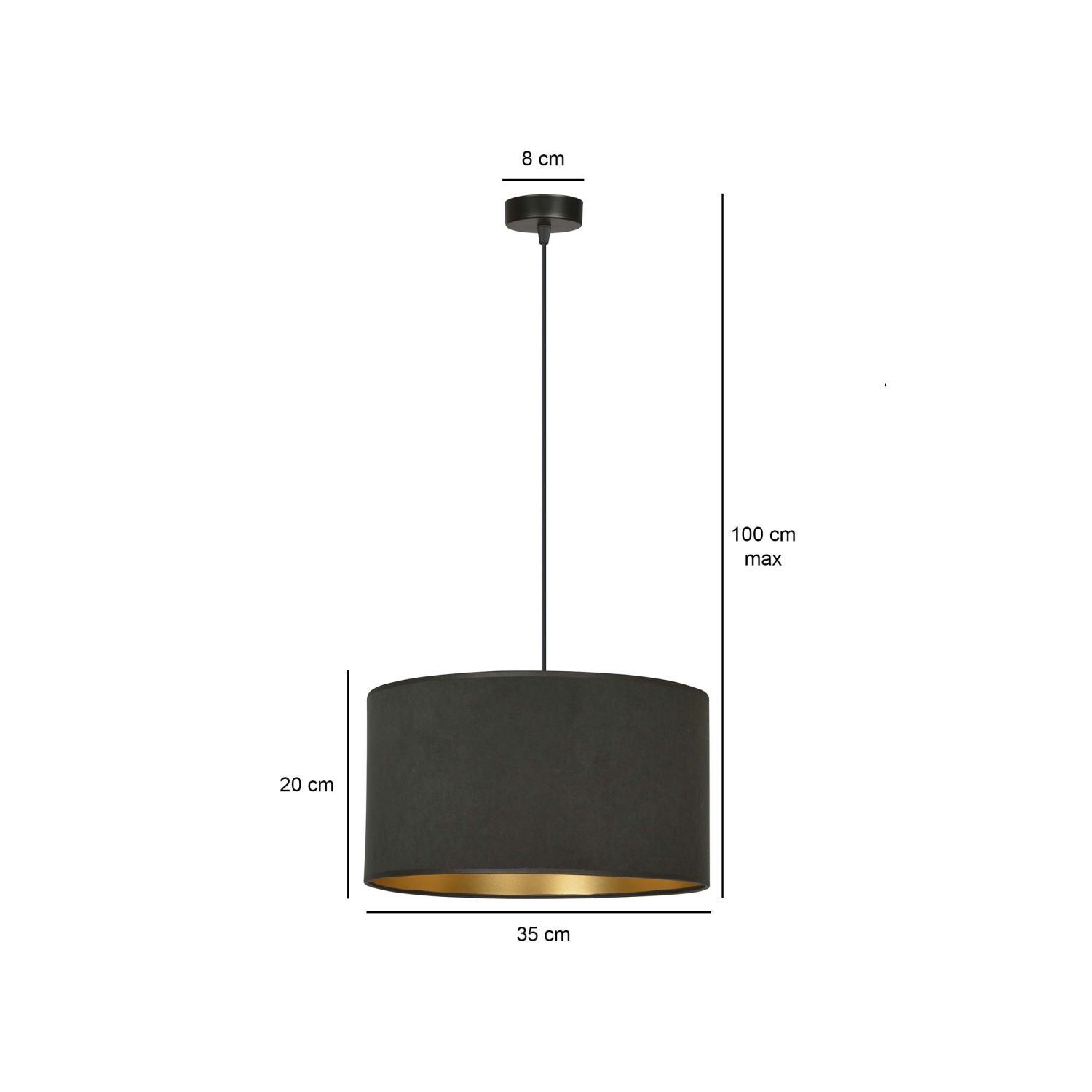 Pendelleuchte Schwarz Gold Ø 35 cm rund Stoff E27 CYRIL