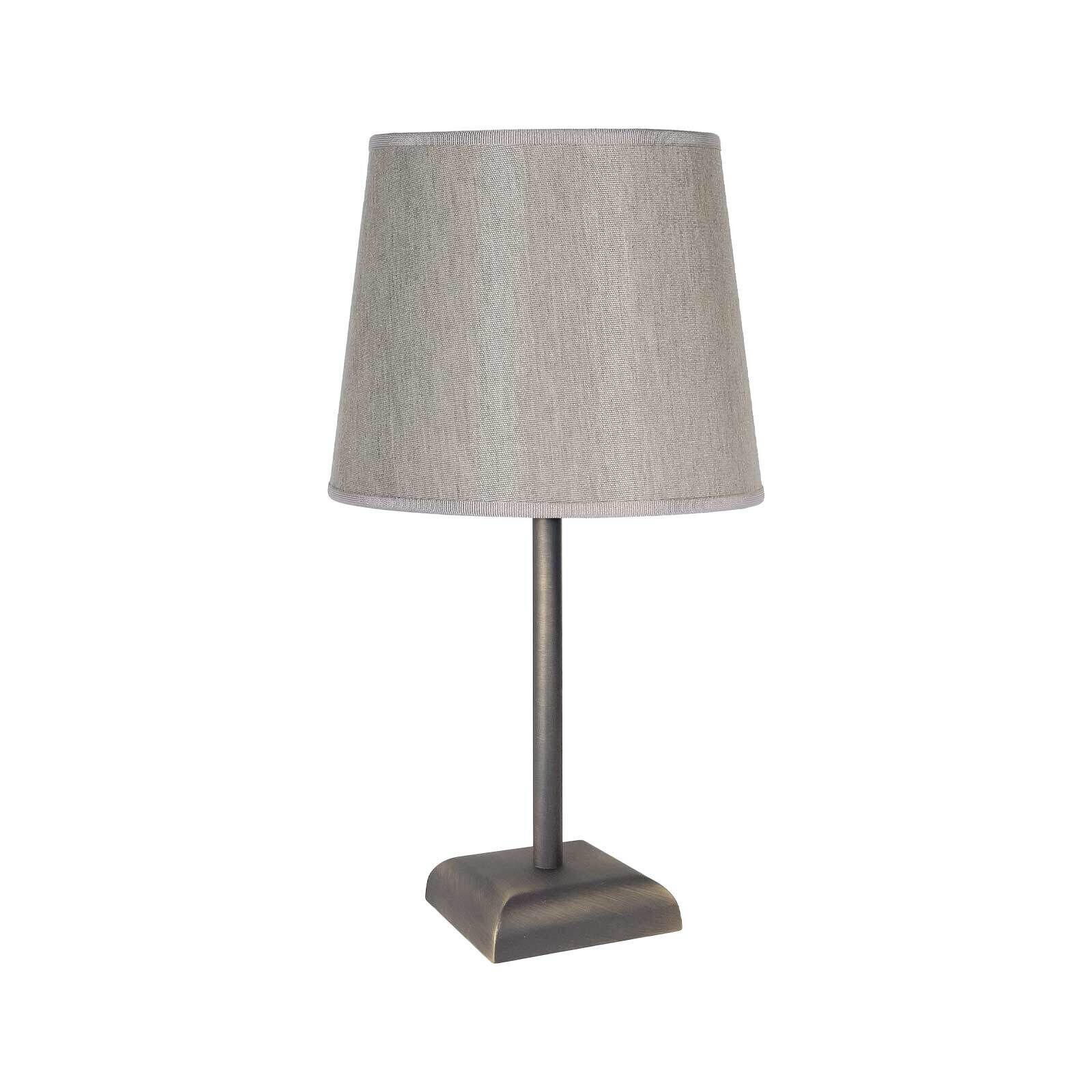 Nachttischlampe E27 Messing Stoff 35 cm in Bronze matt Beige