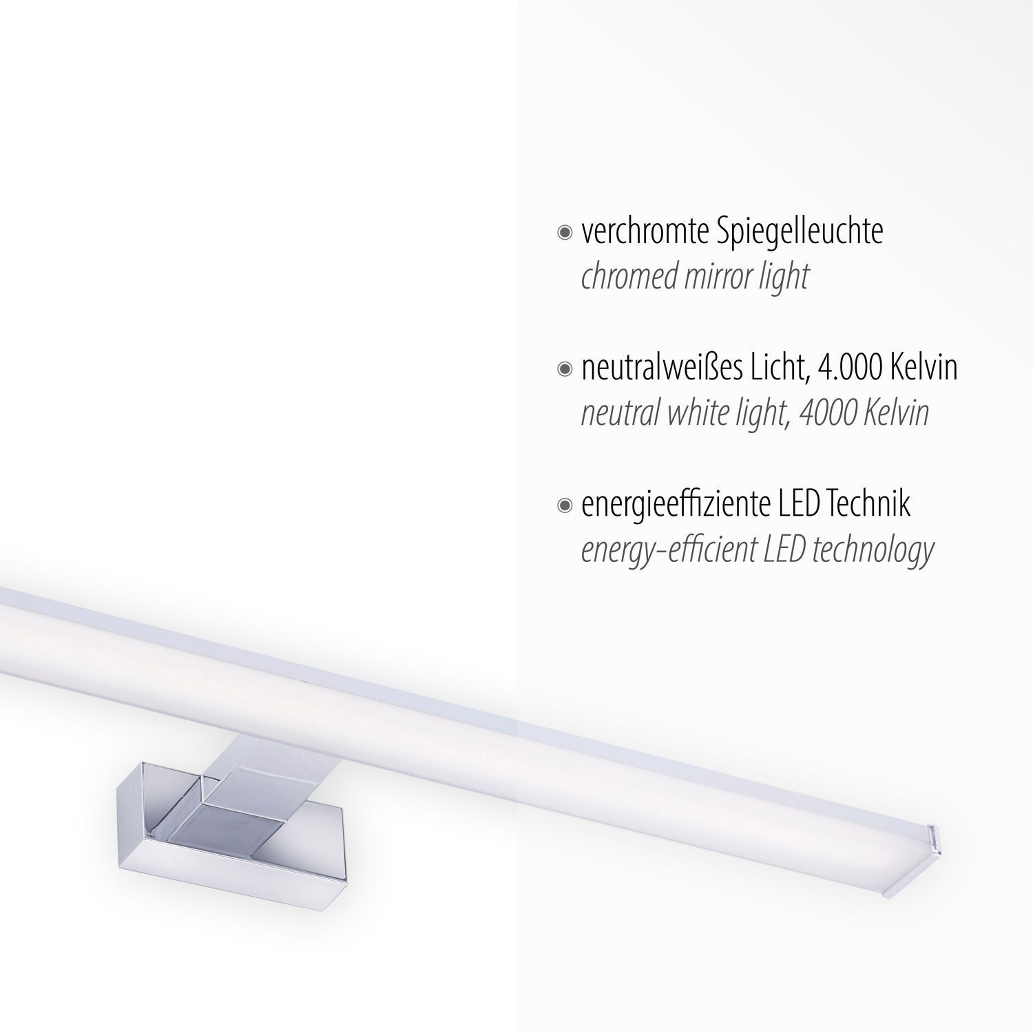 LED Wandlampe in Chrom Metall 1550 lm neutralweiß 60 cm