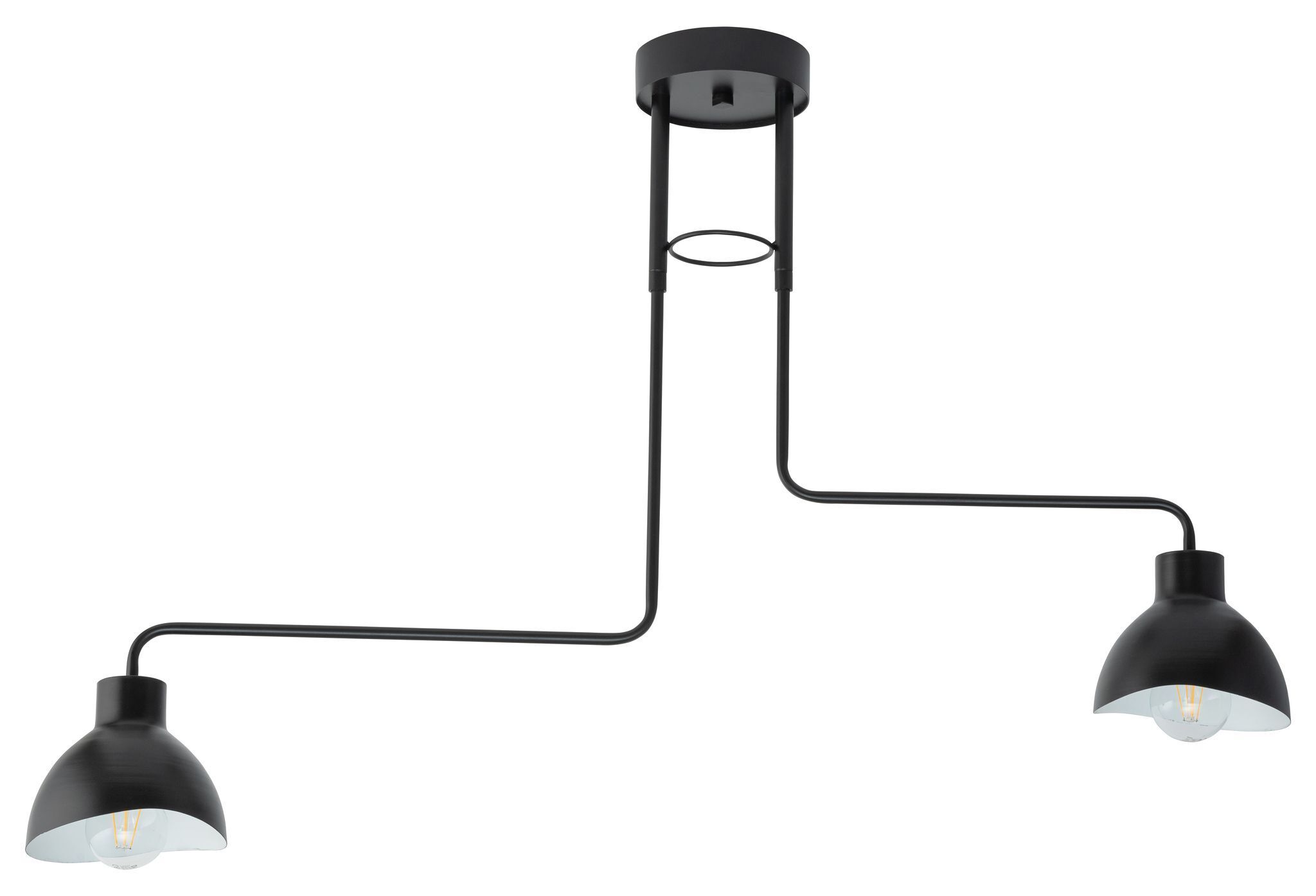 Deckenlampe 2-flammig Weiß Schwarz E27 L:93 cm länglich
