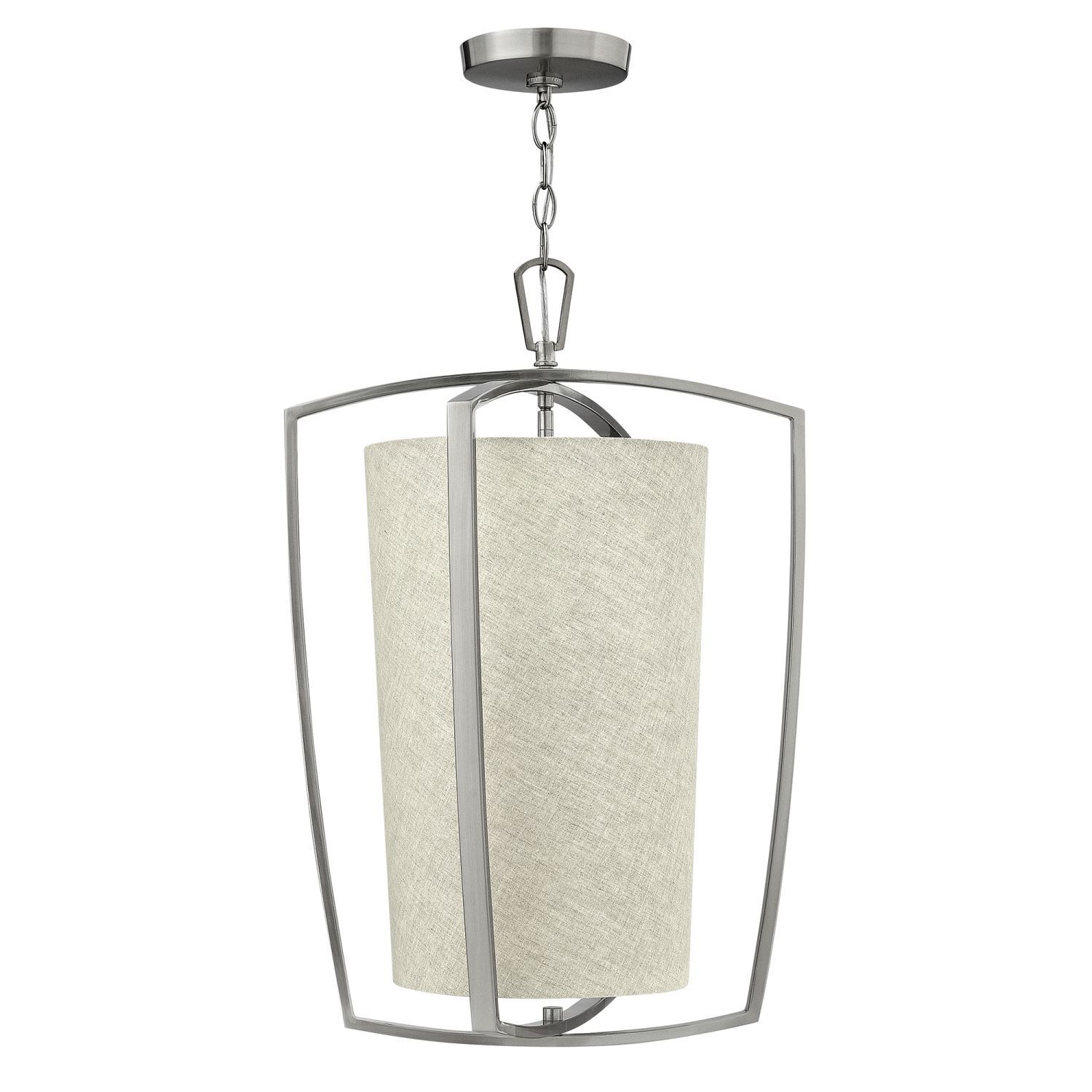 Hängelampe Stoff Metall in Creme Nickel MESINA