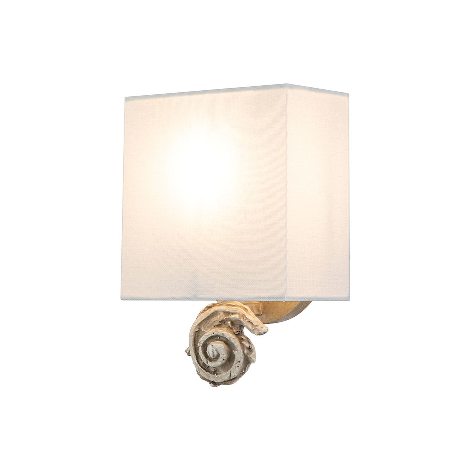Kleine Wandleuchte Stoff H: 25,4 cm Creme Weiß Wandlampe, Schwenkarm, Wandleuchte, Lampenfuß dekorativ, Beige Finish
