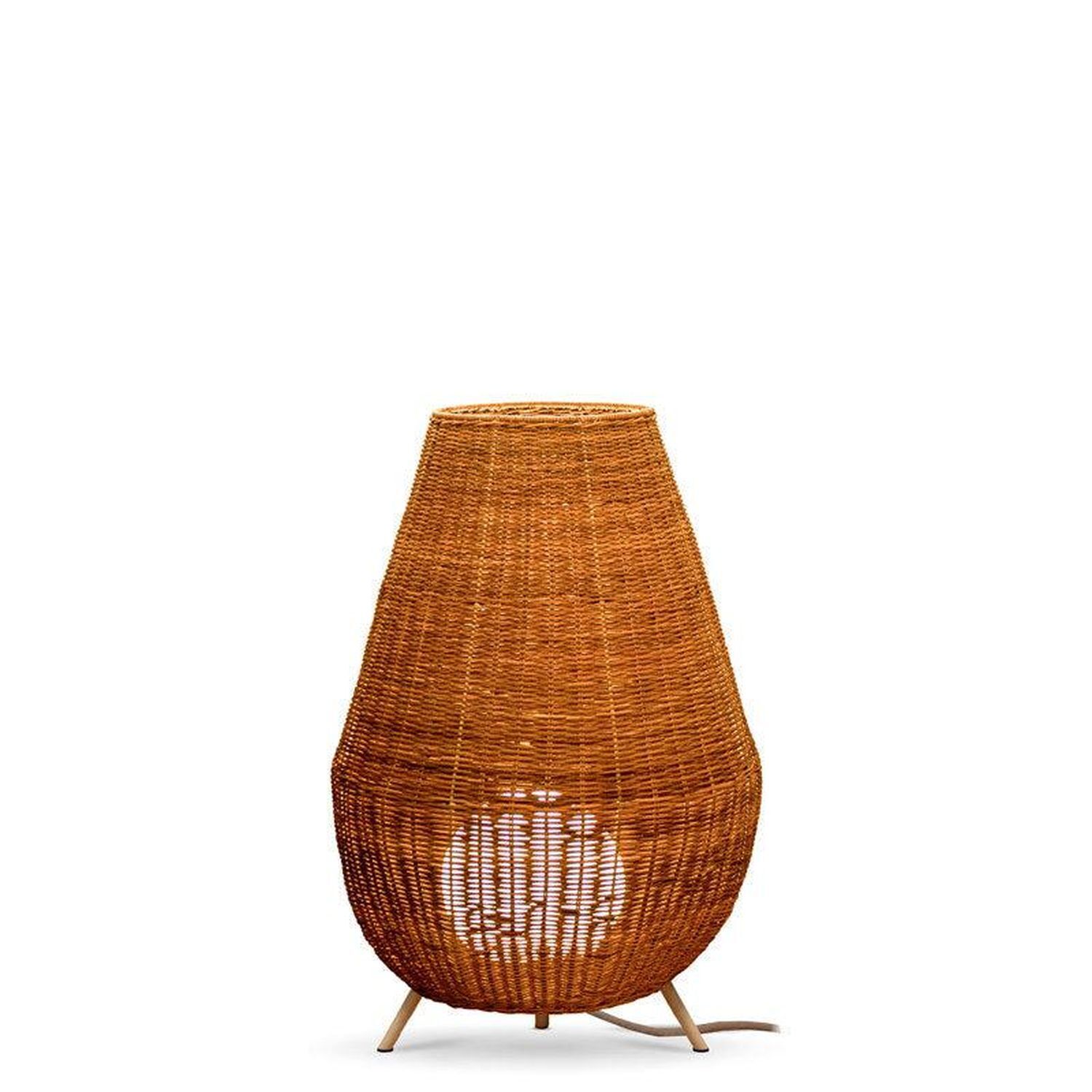 LED Tischlampe außen Rattan Akku IP54 72 cm kabellos Dimmer