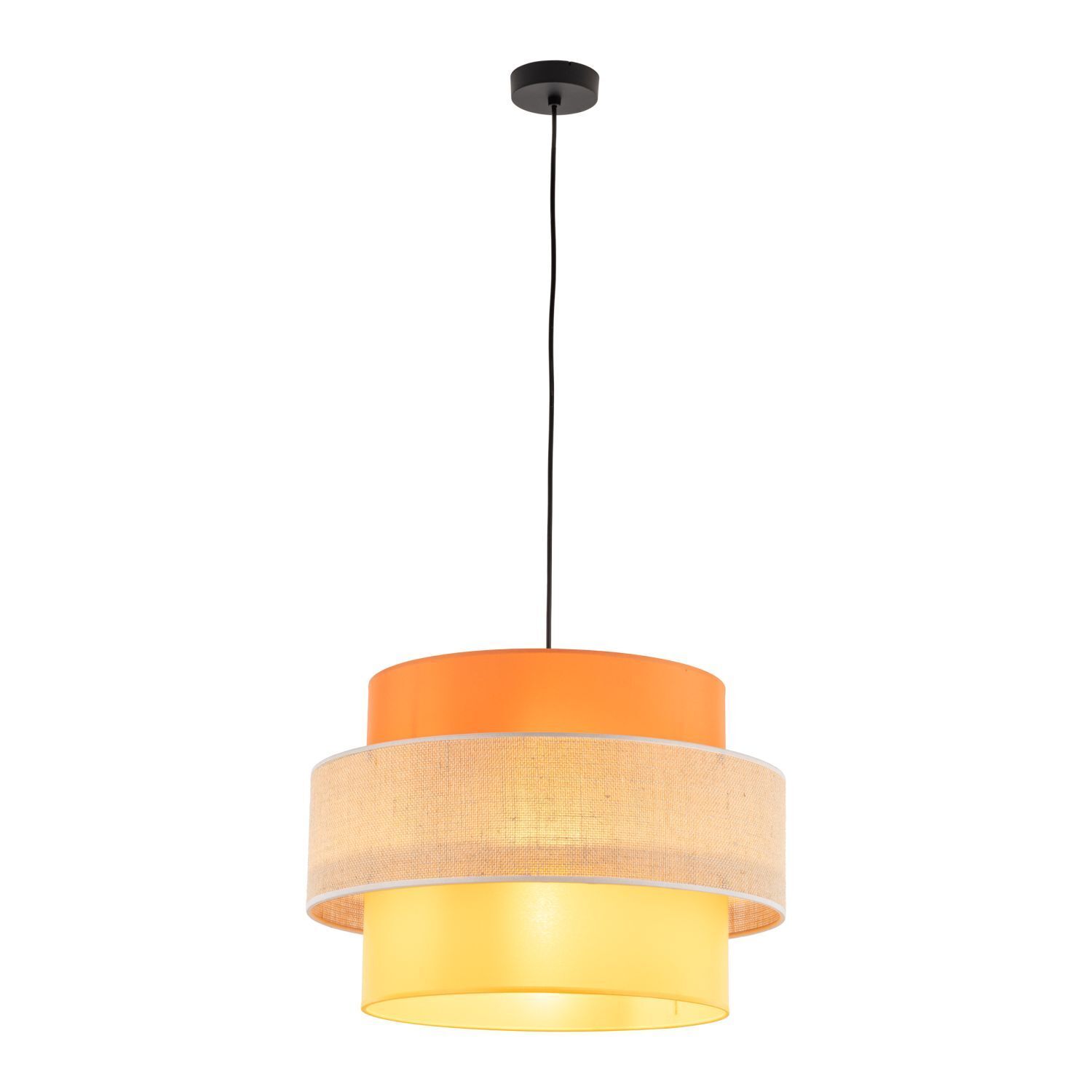 Hängeleuchte Stoff Jute Metall Ø 50 cm H: max. 1,6 m E27 Bunt Lampe, Klebeband, Kronleuchter