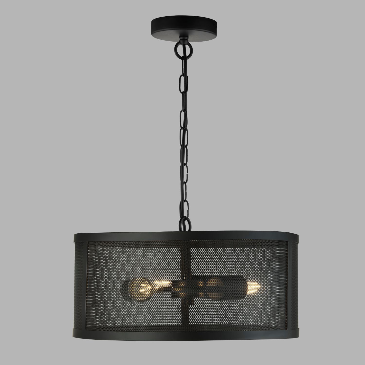 Hängeleuchte Schwarz Ø 45 cm aus Mesh Metall 3x E27 Retro