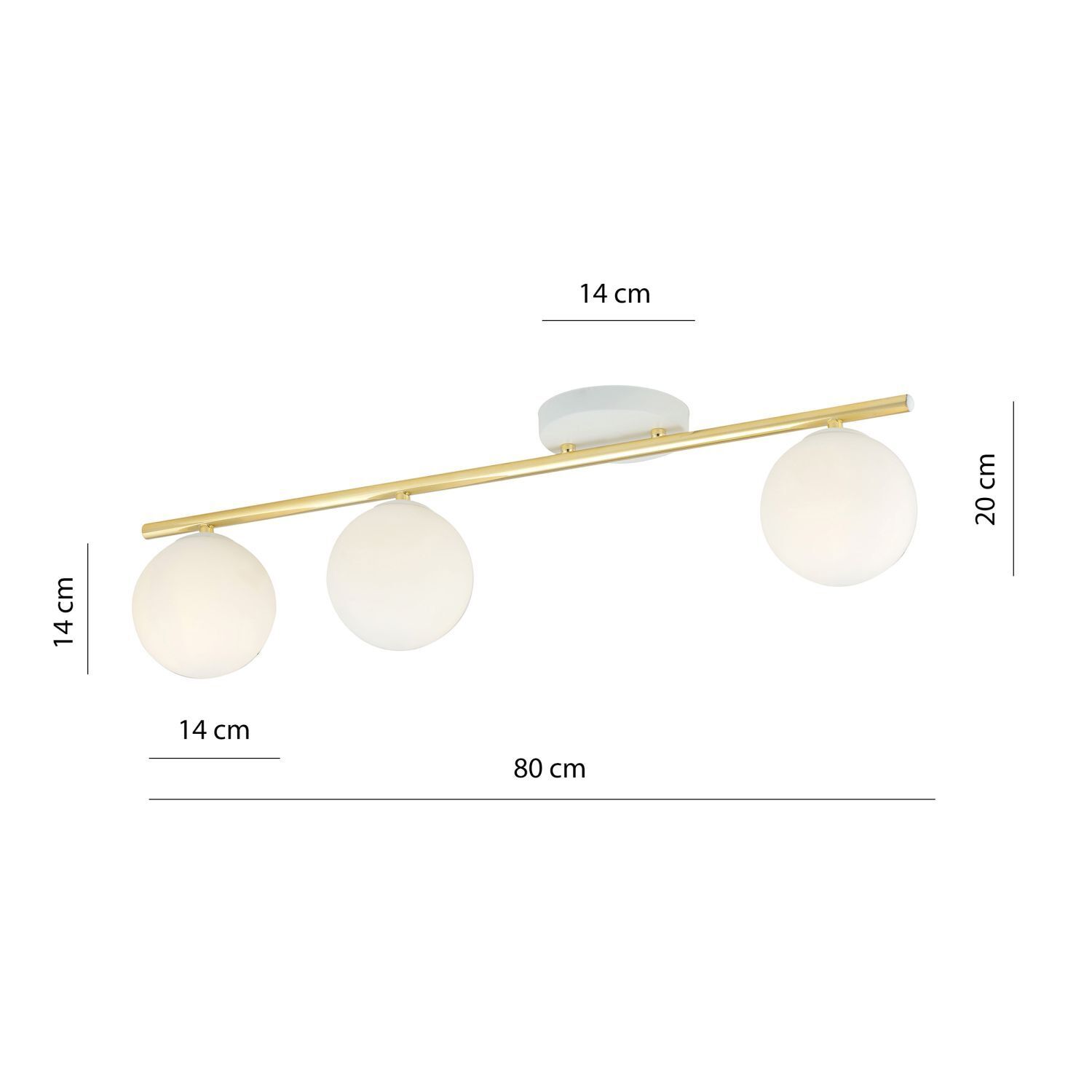 Deckenlampe Weiß Gold 80 cm Glas Metall dekorativ