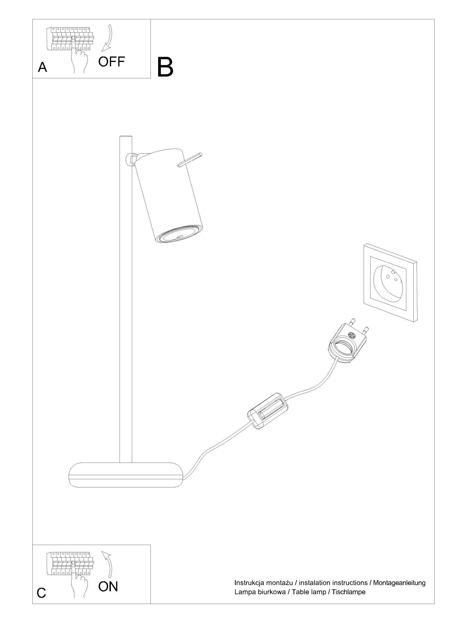 Schreibtischlampe Metall 43 cm hoch schwenkbar Weiß