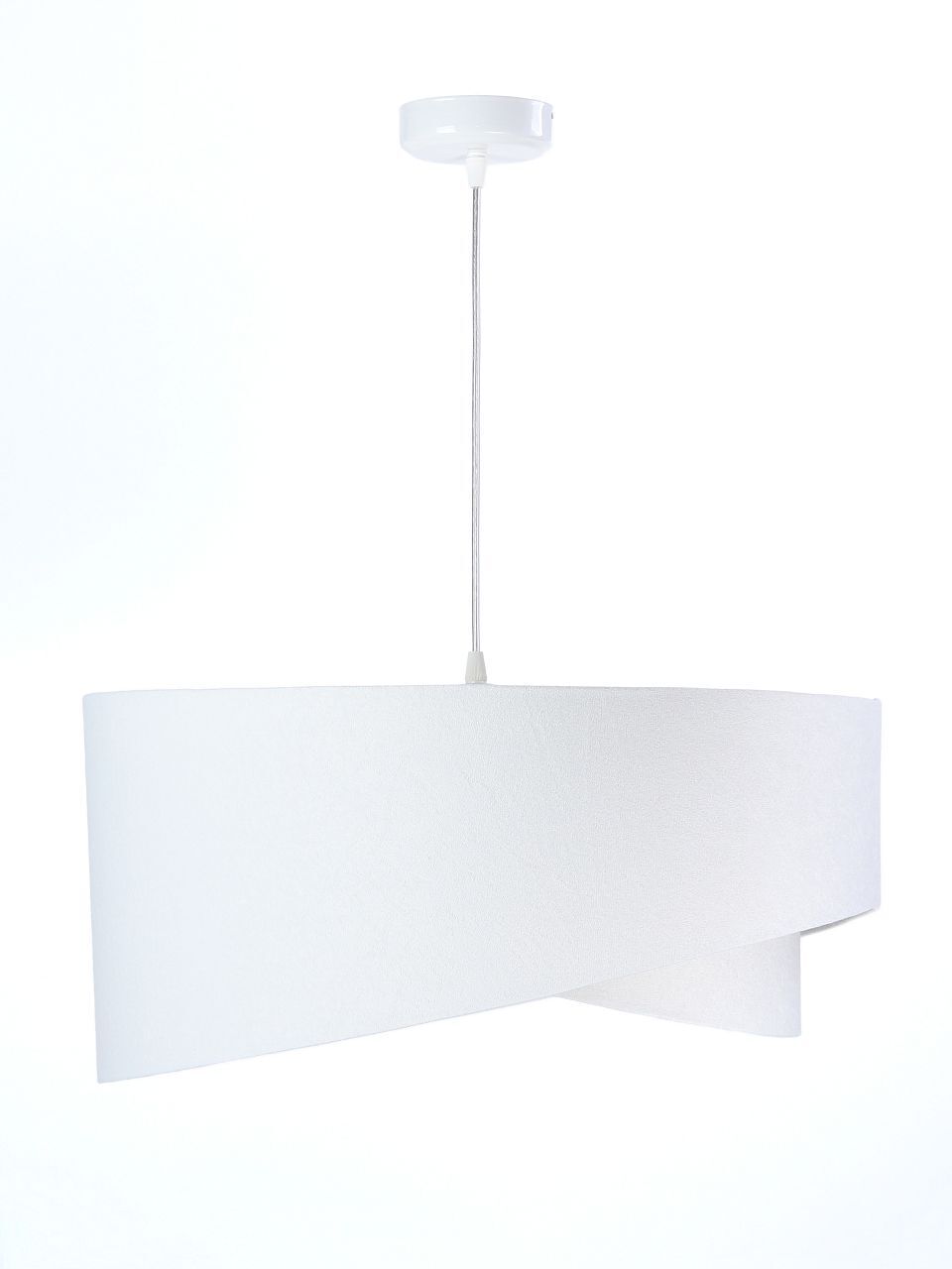 Hängelampe Weiß E27 rund D: 50 cm Stoff Velours Optik Modern Lampe