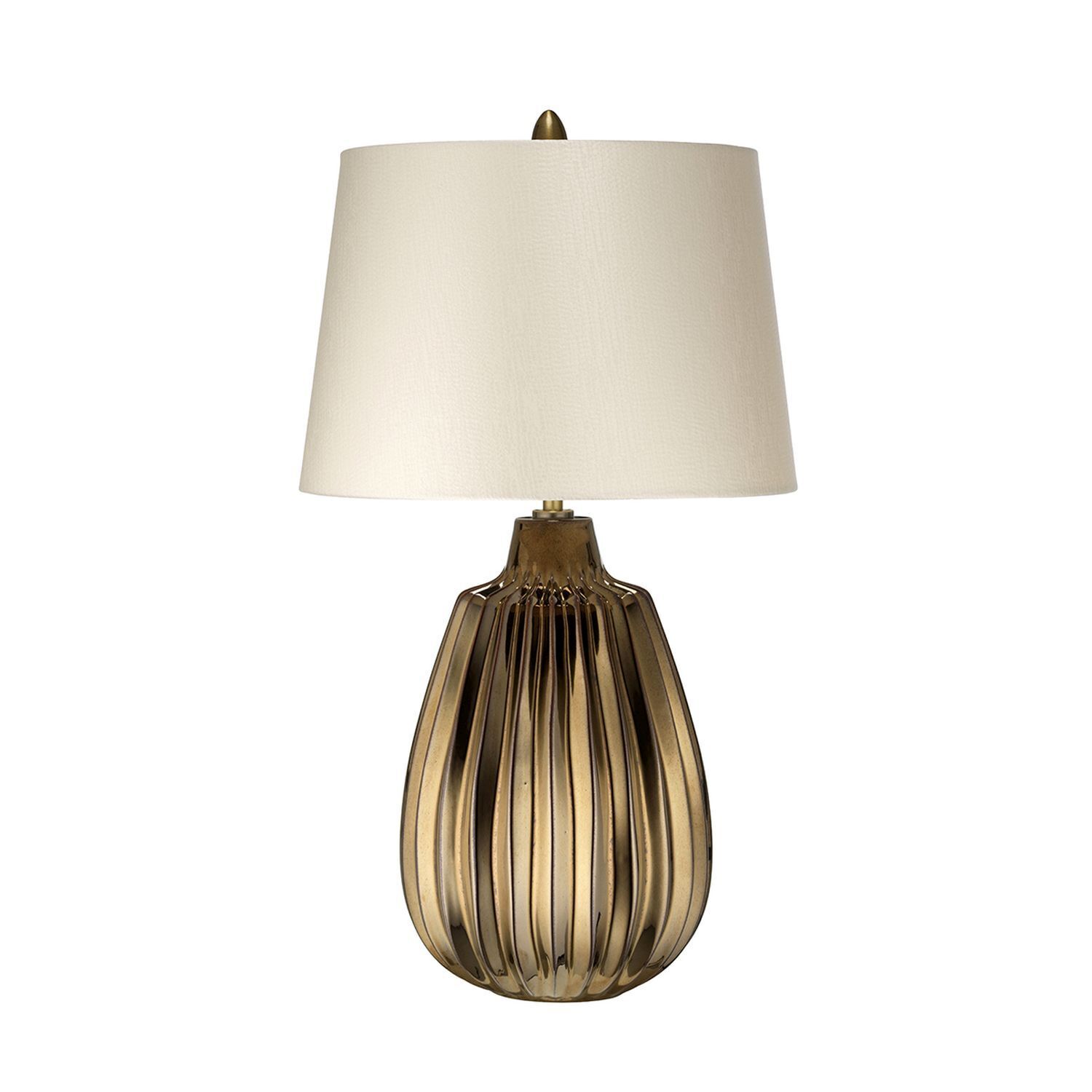 Tischlampe Weiß Bronze E27 55 cm Stoff Keramik